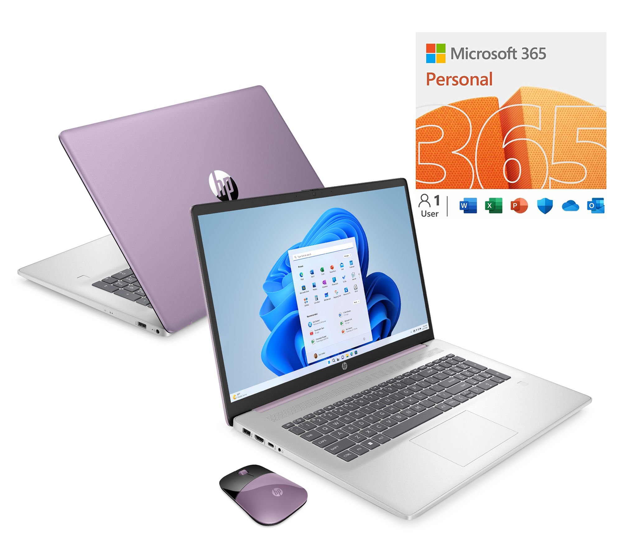 HP 17" Intel Touch Laptop 4GB 128GB SSD with MS365, Mouse & Voucher