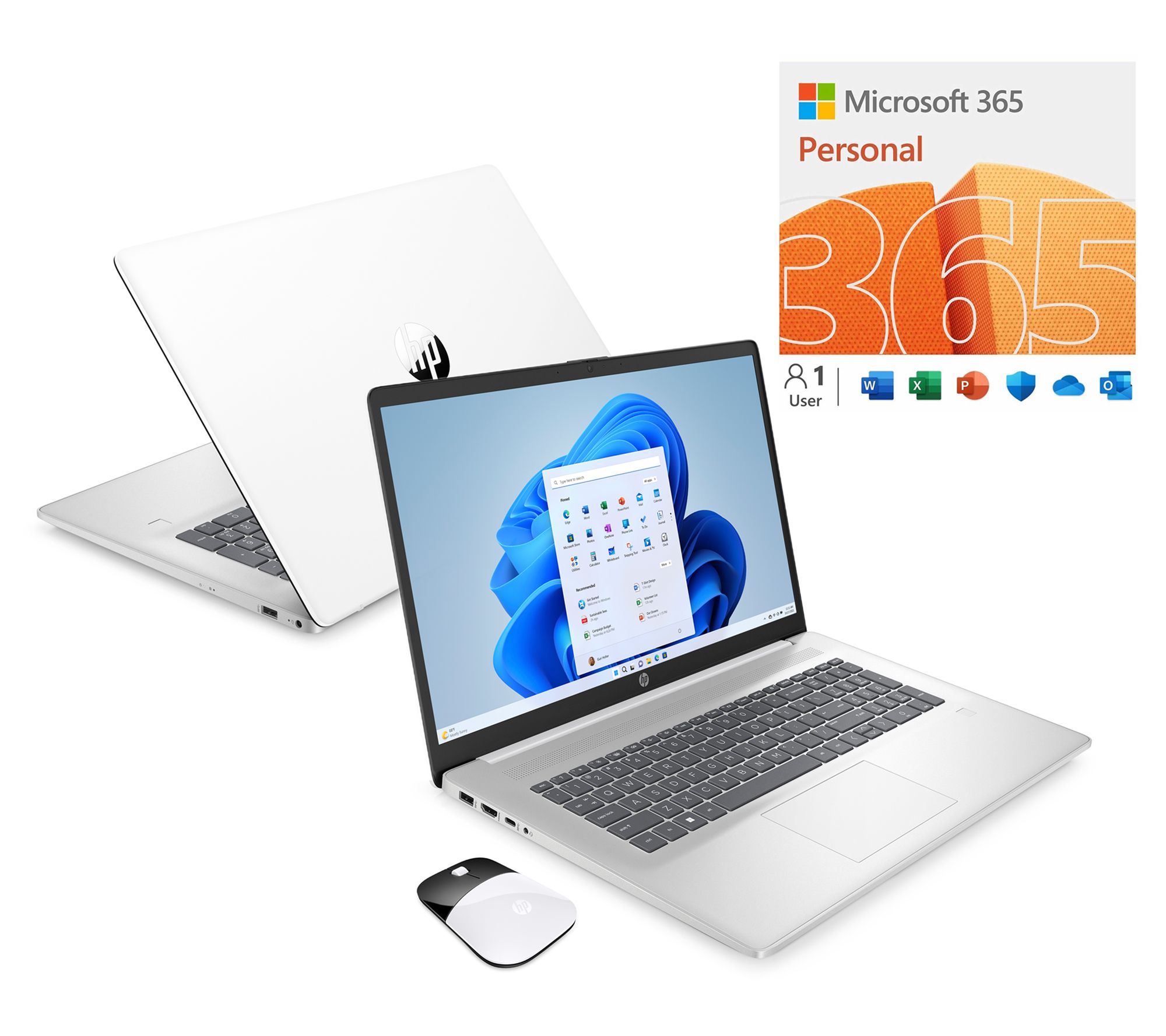 HP 17" Intel Touch Laptop 4GB 128GB SSD with MS365, Mouse & Voucher
