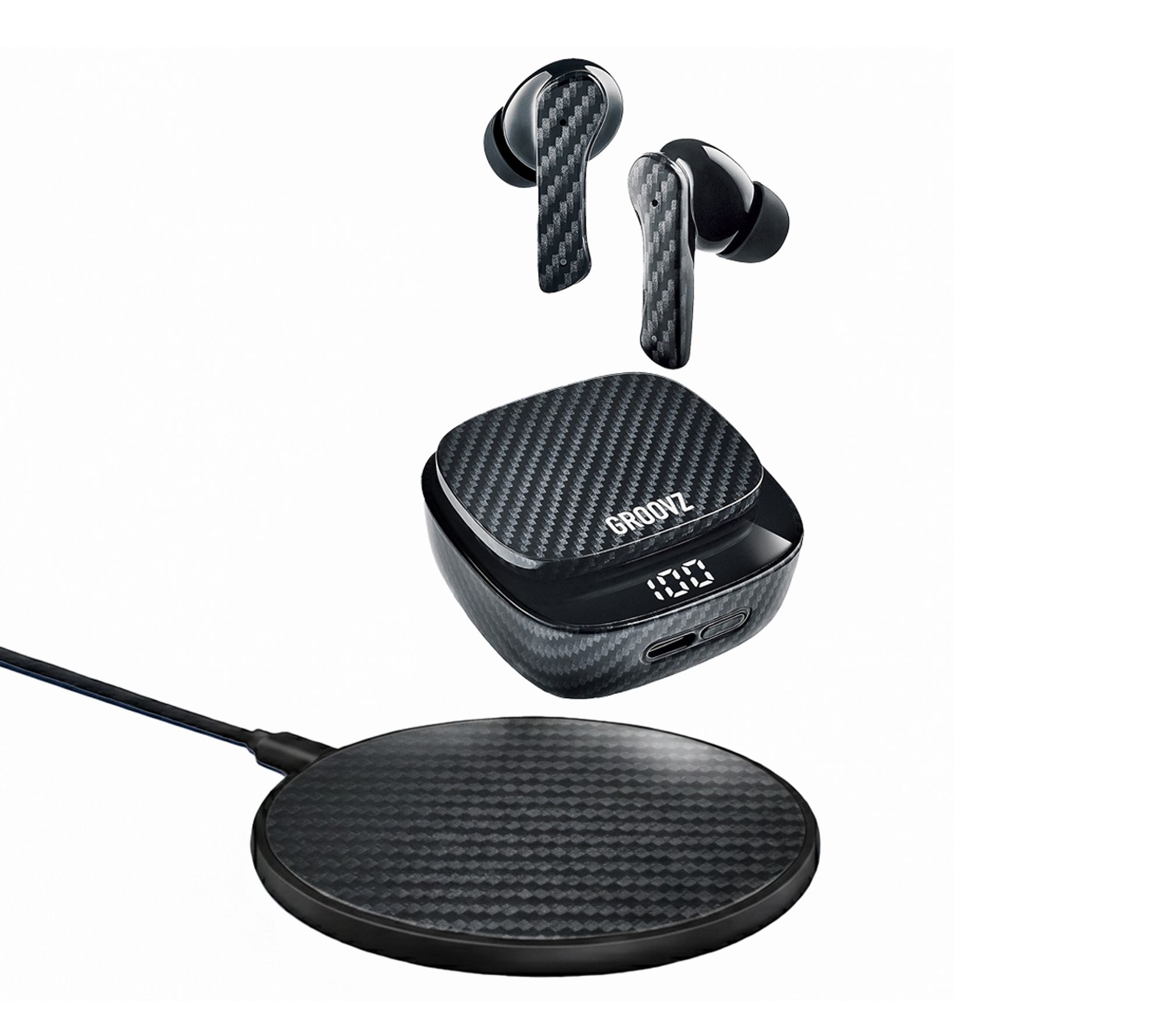  Groovz Plus True Wireless Earbuds with Charging Case & Charging Pad