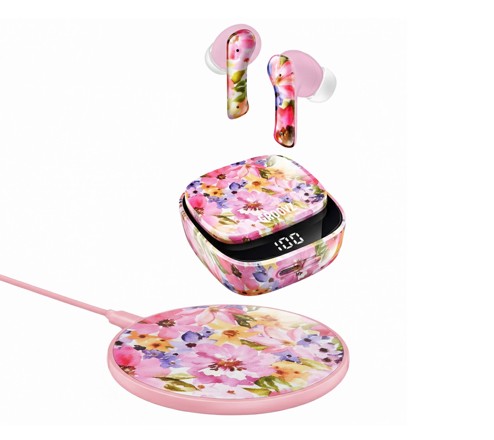 Groovz Plus True Wireless Earbuds with Charging Case & Charging Pad