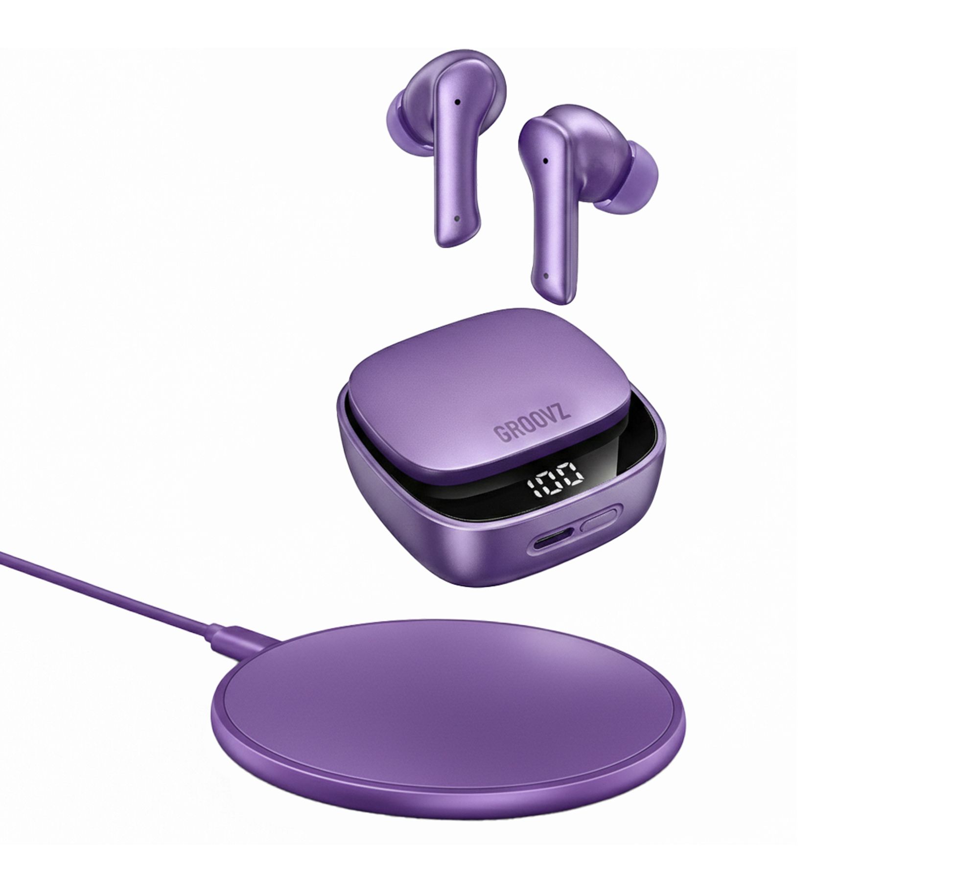Groovz Plus True Wireless Earbuds with Charging Case & Charging Pad