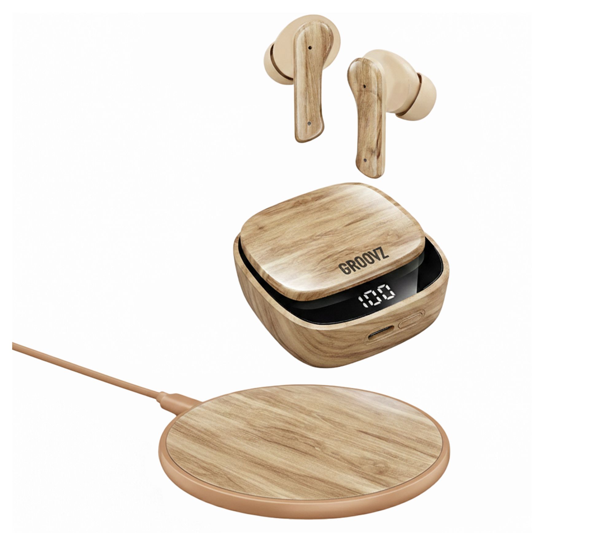 Groovz Plus True Wireless Earbuds with Charging Case & Charging Pad