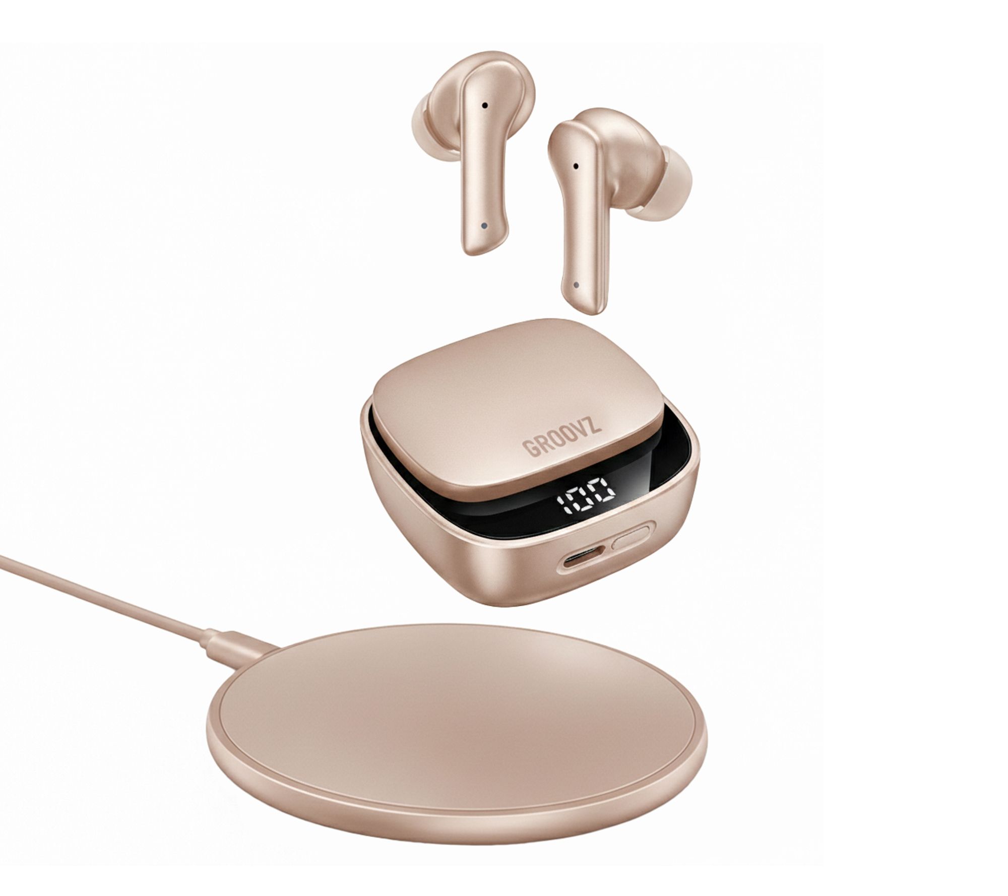 Groovz Plus True Wireless Earbuds with Charging Case & Charging Pad