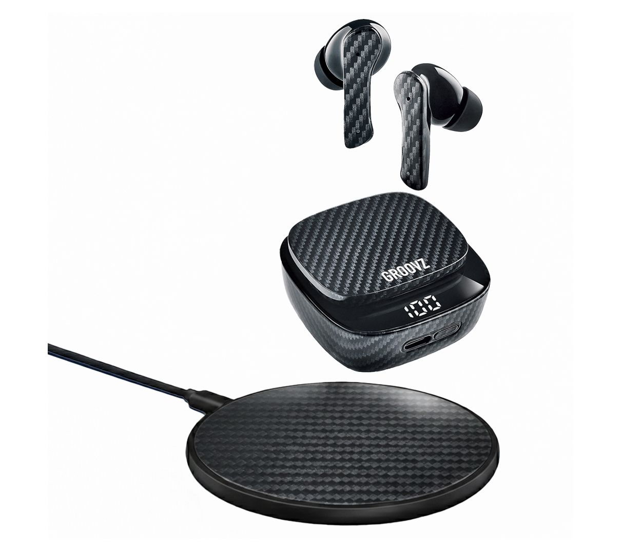 Groovz Plus True Wireless Earbuds with Charging Case & Charging Pad