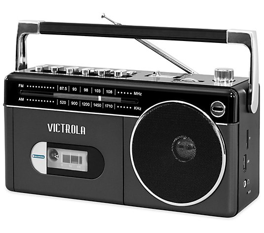 Victrola Mini Bluetooth Boombox with Cassette Player