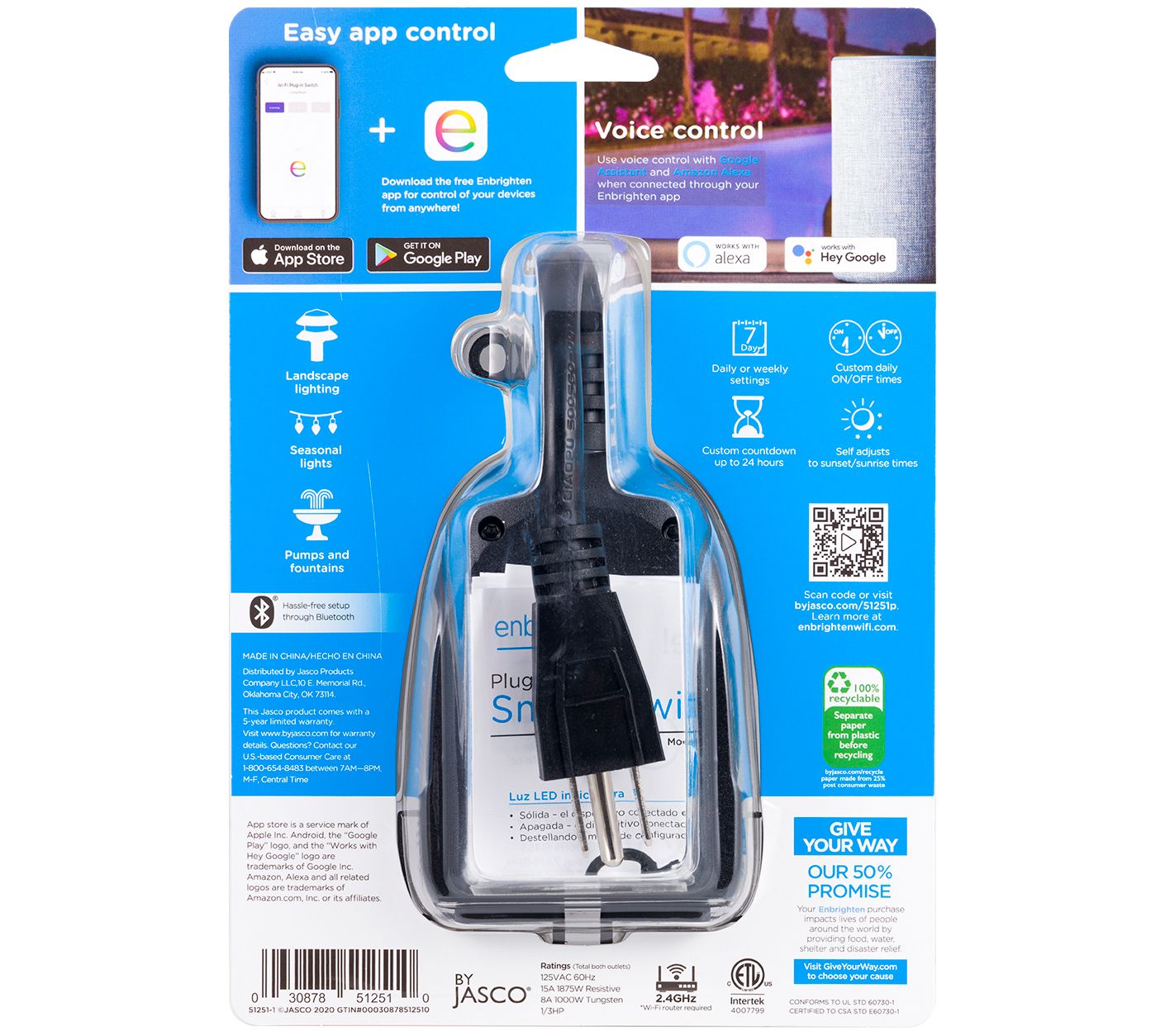 Best Buy: Enbrighten Wi-Fi Smart Outdoor Plug, 2-Outlet Plug-In Black 51251