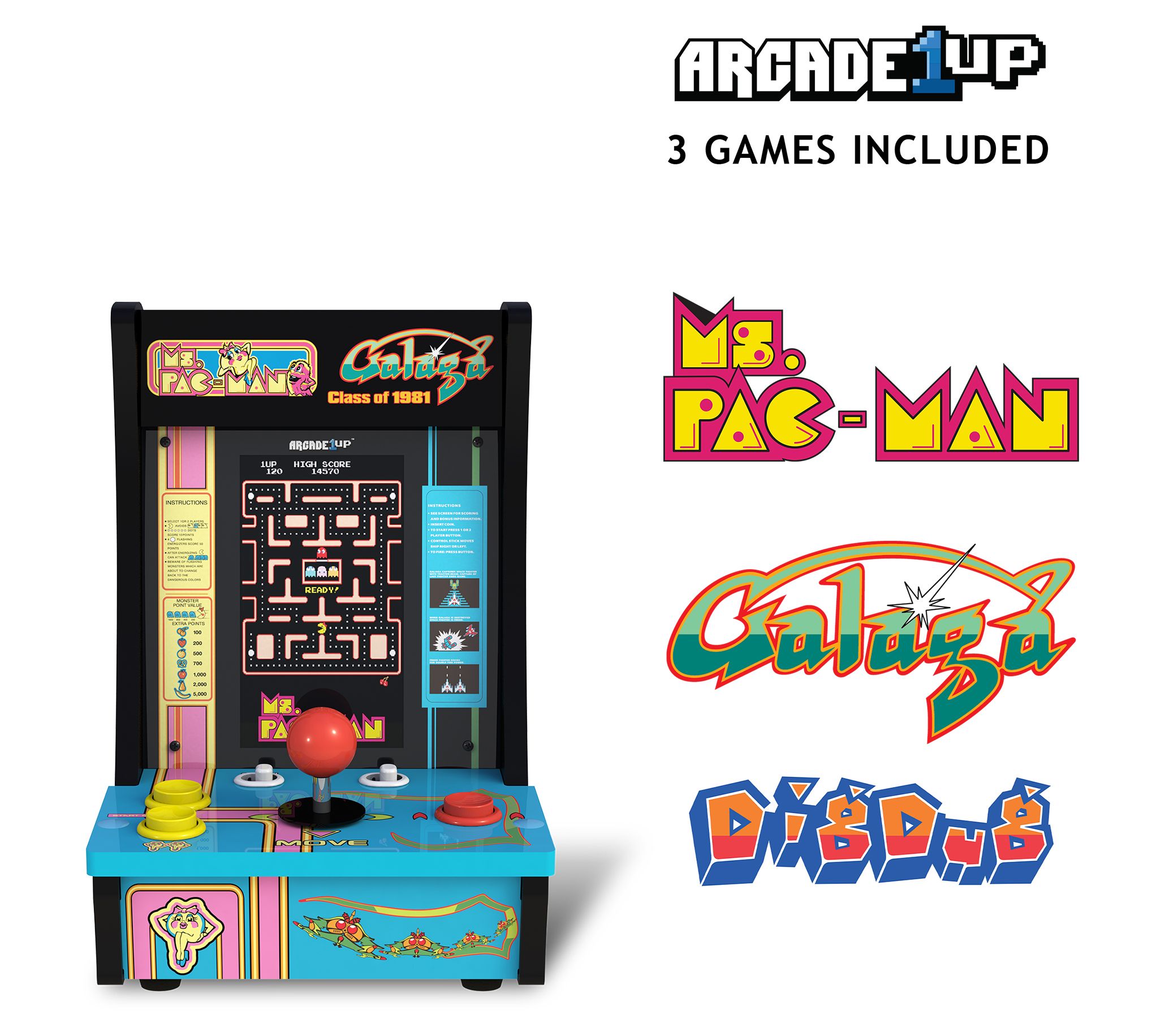 Arcade1Up Class of '81 Ms. Pac-Man/Galaga Counr tercade