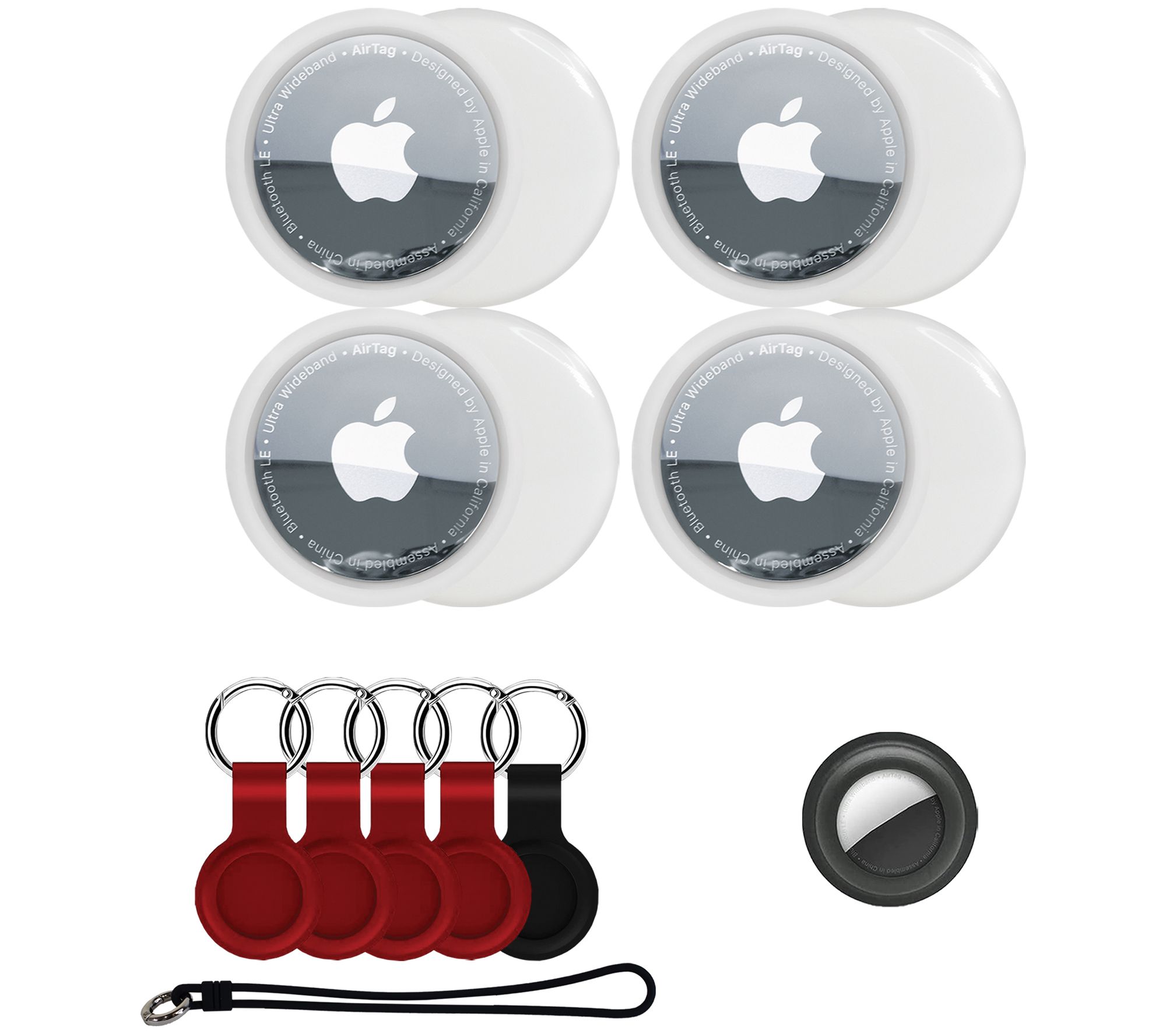 Apple AirTags 4-Pack with Silicone Keychain_Case & Luggage Tag 