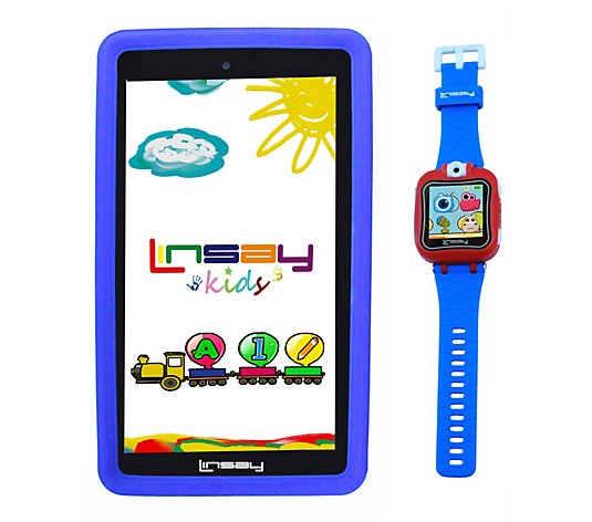 LINSAY 7" Kids Android Tablet with Kids Smartwatch 16GB