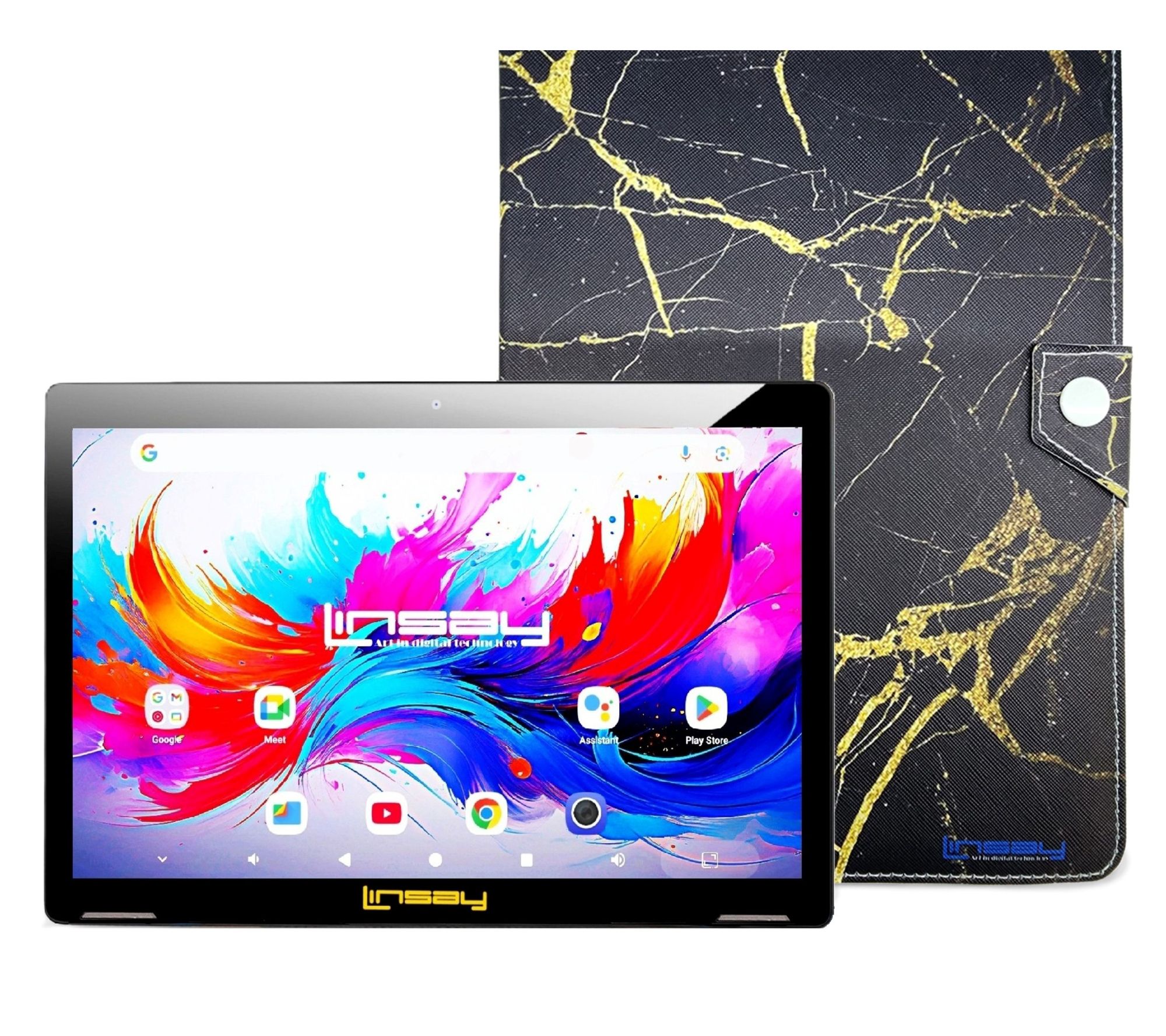 LINSAY 10.1"Octa Core 4GB Ram 256GB Storage w/Marble Case