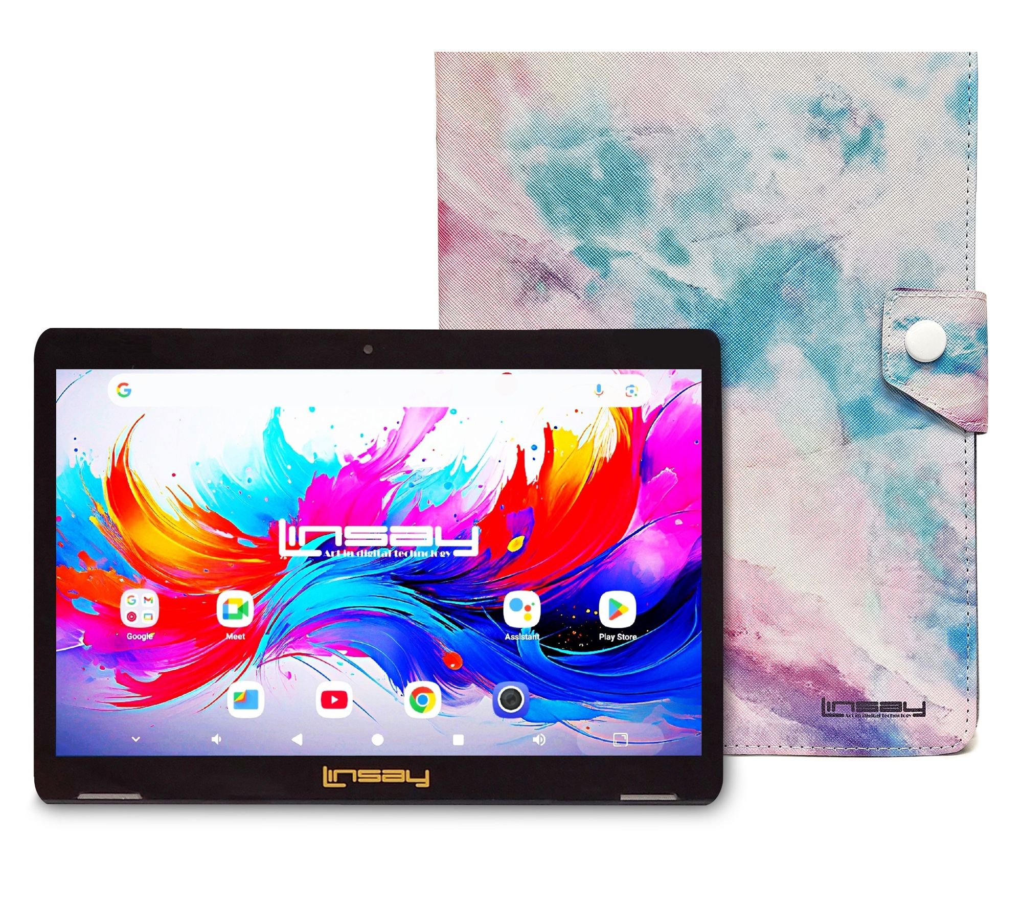 LINSAY 10.1"Octa Core 4GB Ram 256GB Storage w/Marble Case