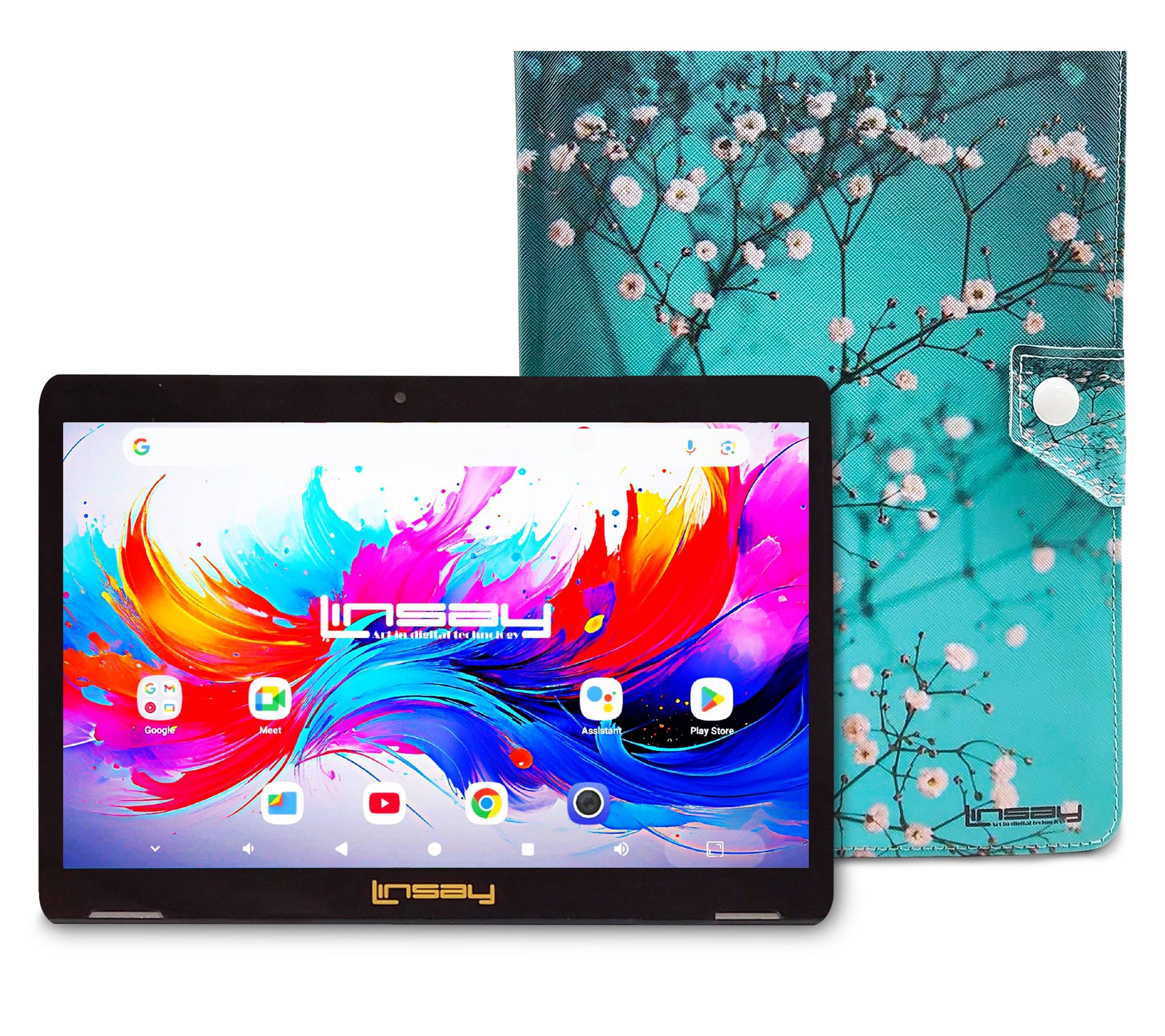 LINSAY 10.1"Octa Core 4GB Ram 256GB Storage w/Marble Case