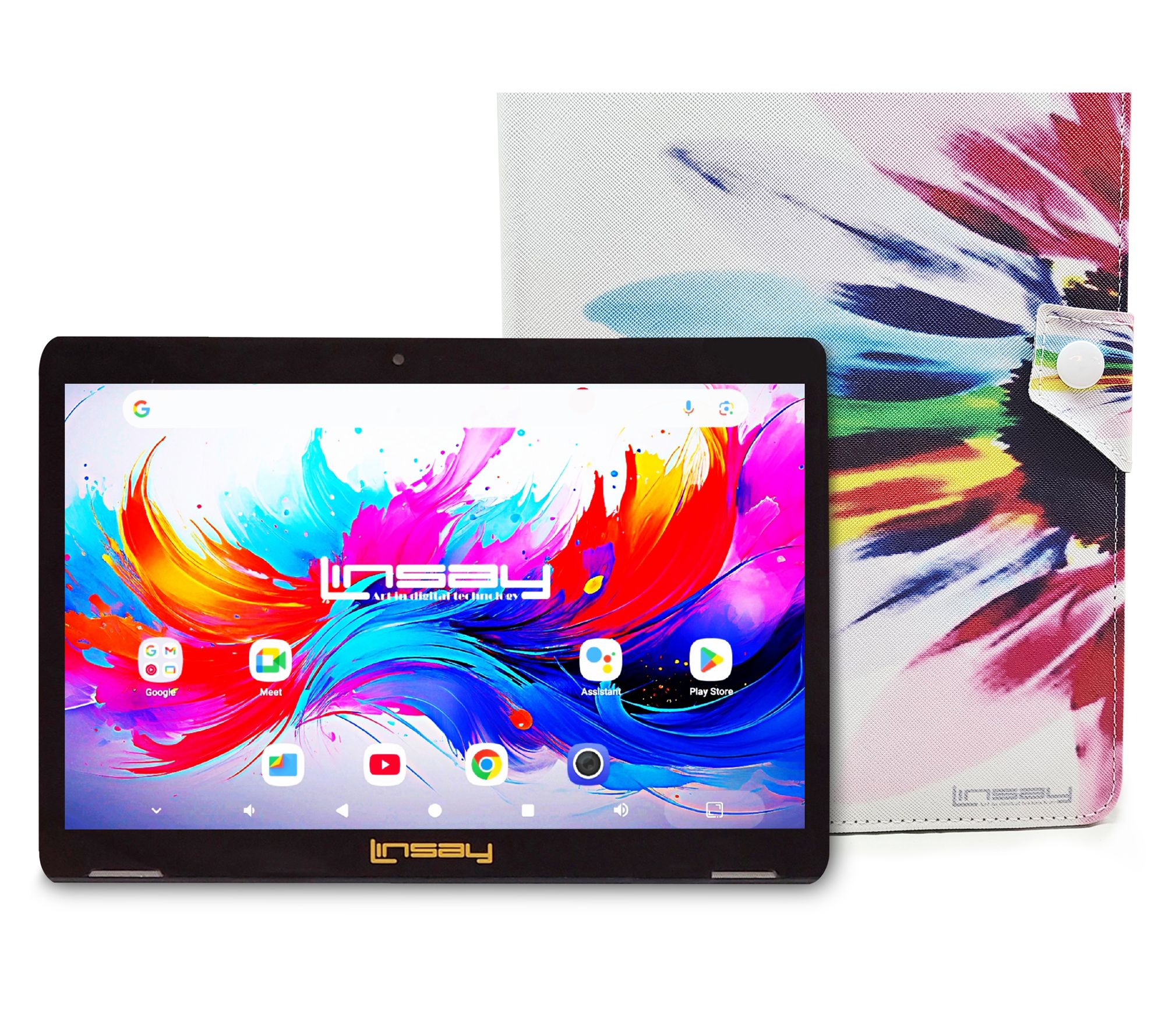 LINSAY 10.1"Octa Core 4GB Ram 256GB Storage w/Marble Case