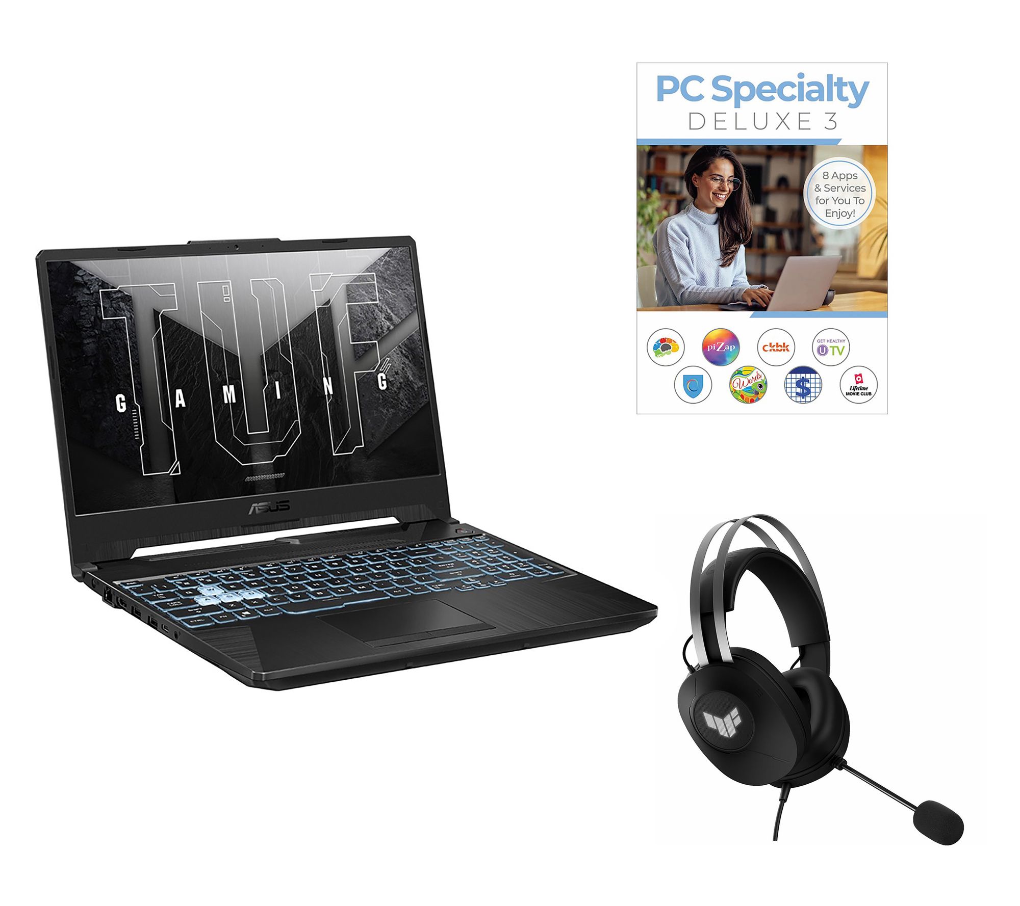  ASUS TUF Gaming Laptop AMD Ryzen 5 8GB 512GB SSD w/ Headset