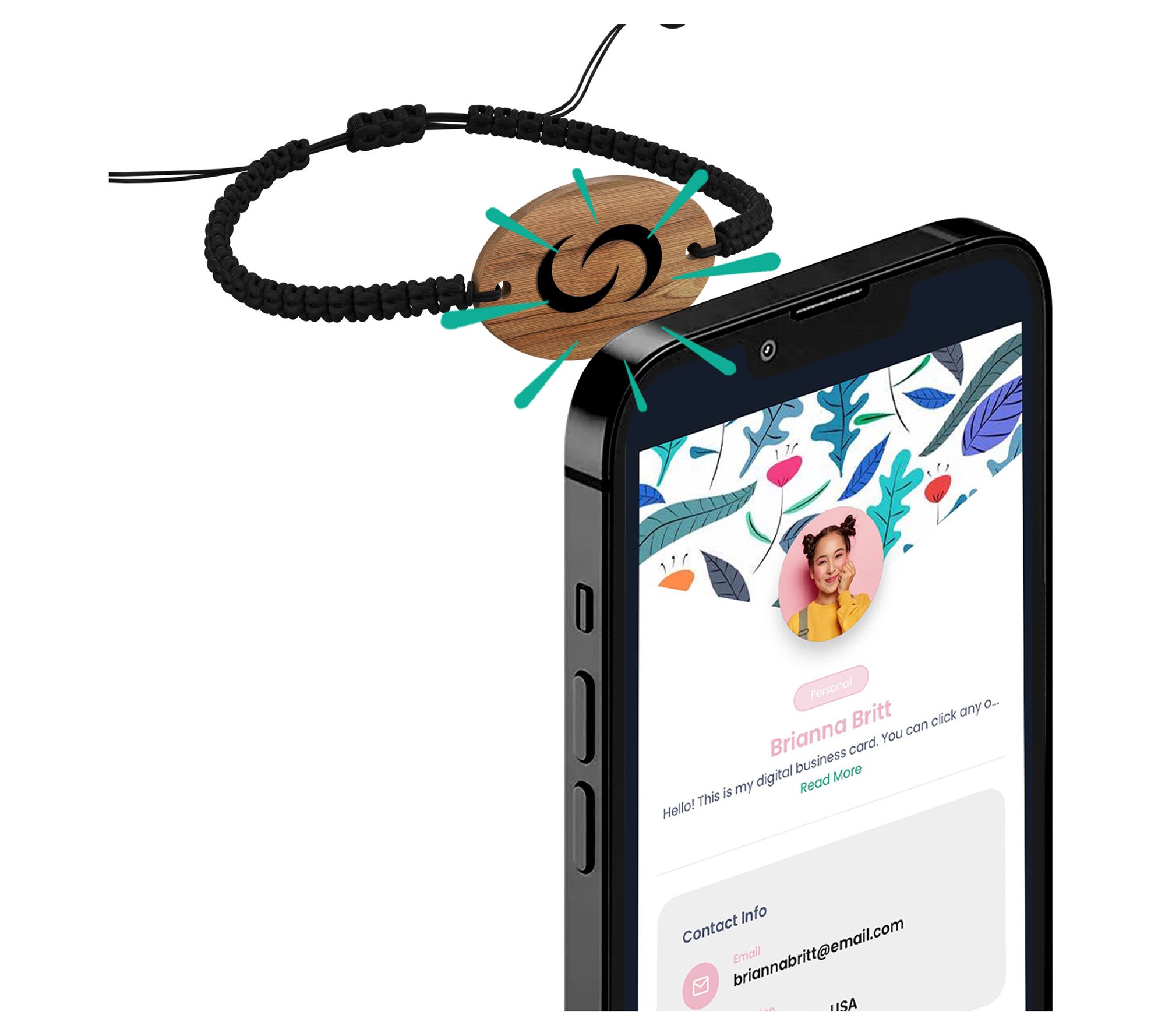 Contact Co. Smart Tap-to-Share Wooden Wearableracelet