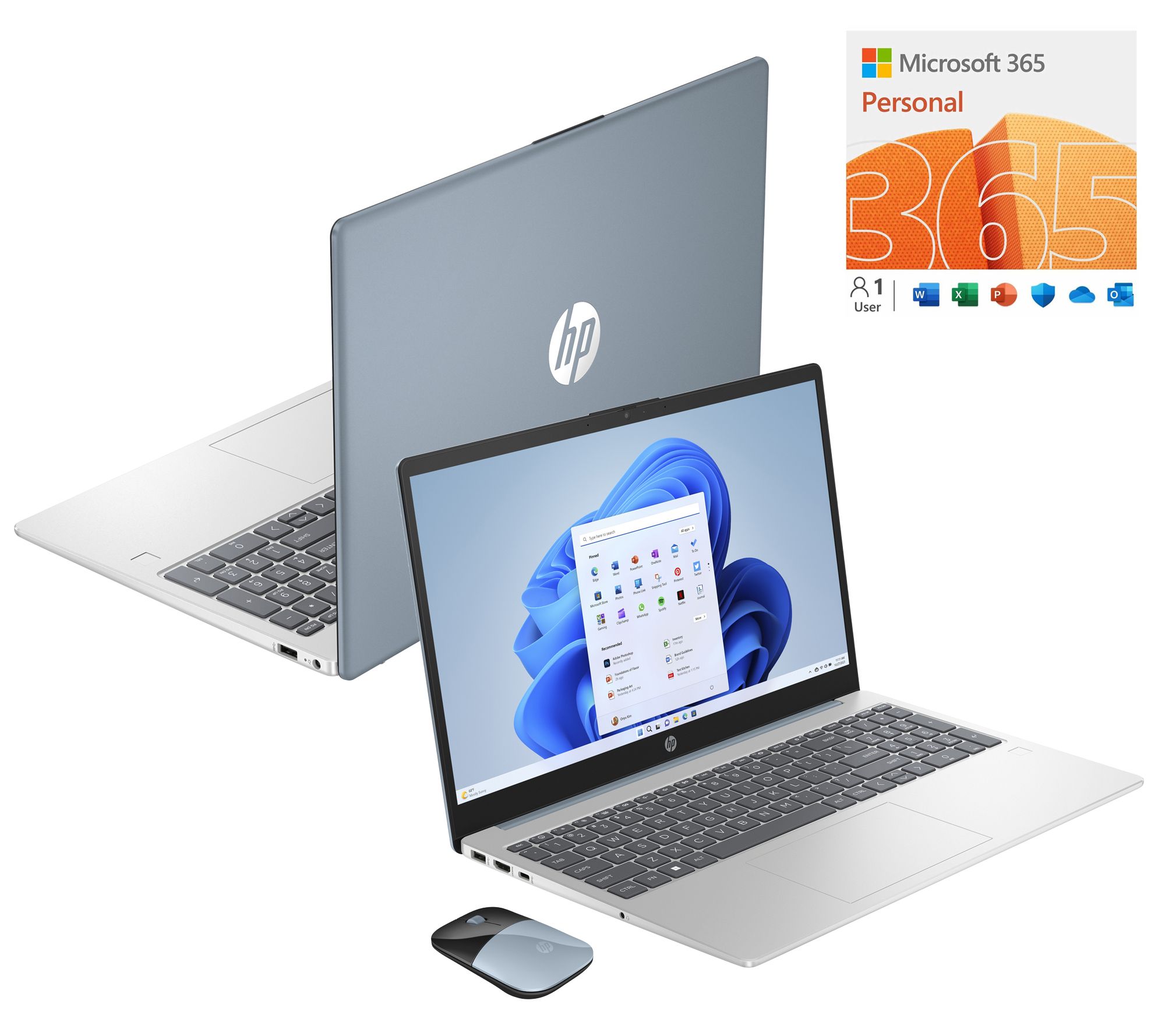 HP 15" Touch Laptop Intel 128GB SSD HP Tech Support and MS365