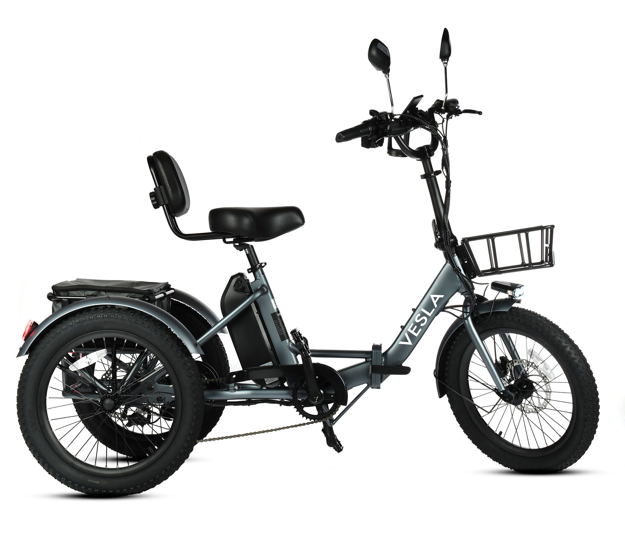 Vesla Folding Low-Step 750W E-Trike w/16MPH Speed & Accessories