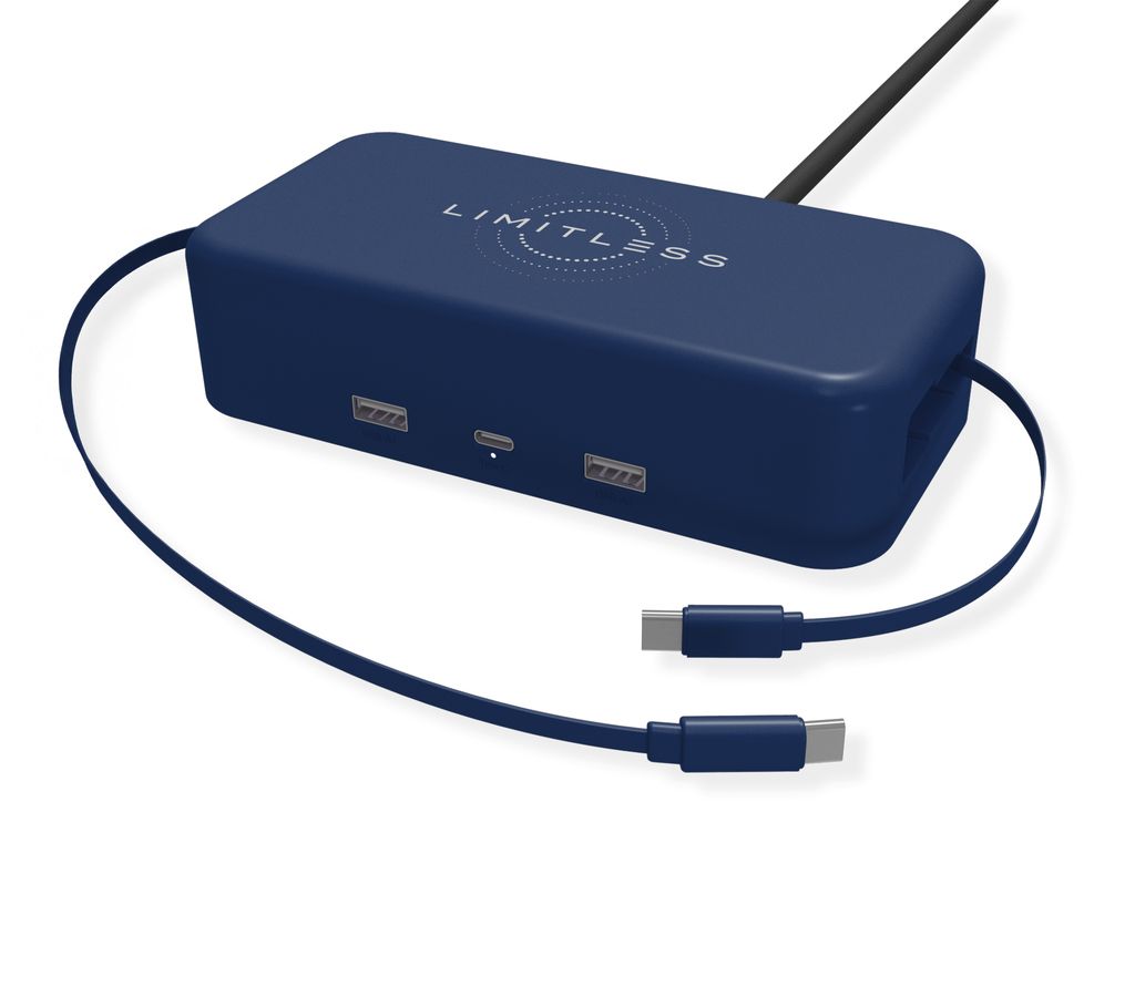 Limitless 65W PowerHub w/ Retractable Cables & Wireless Charge