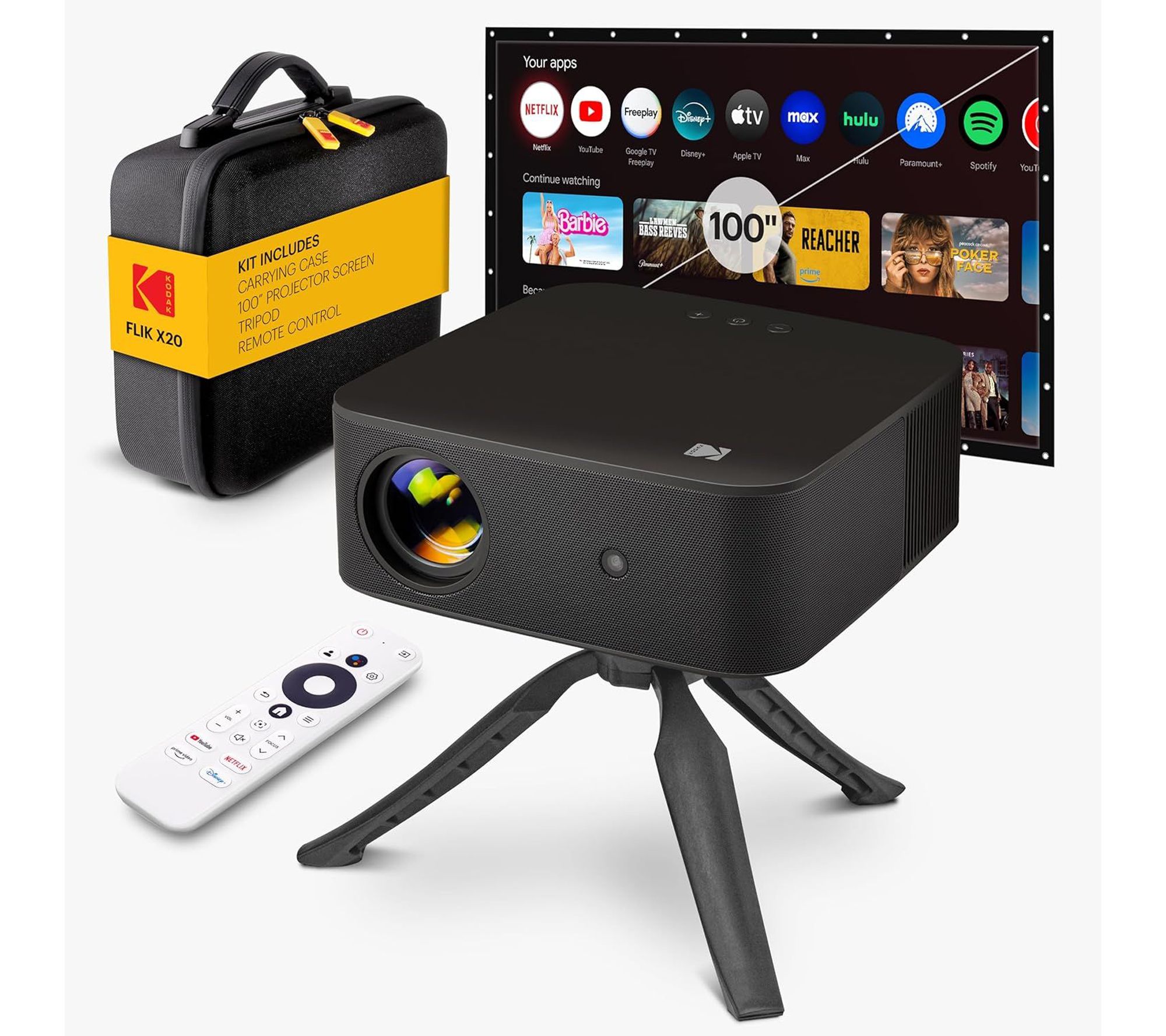 Kodak FLIK X20 Full HD Smart Projector Kit withSreen & More!