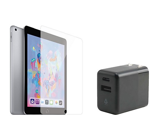 LBT Tempered Glass Screen Protector with 20W Charger for Apple iPad 10.2