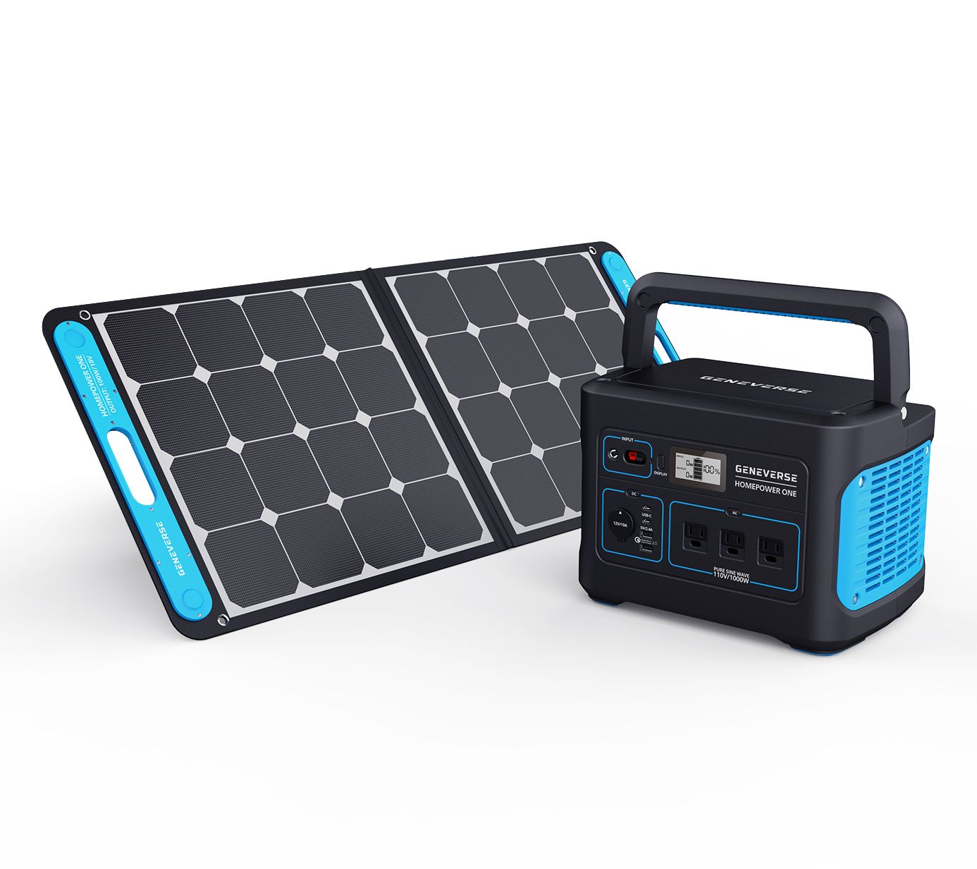Geneverse 1000Wh Power Station w/ 8 Outlets & 100W Solar Panel
