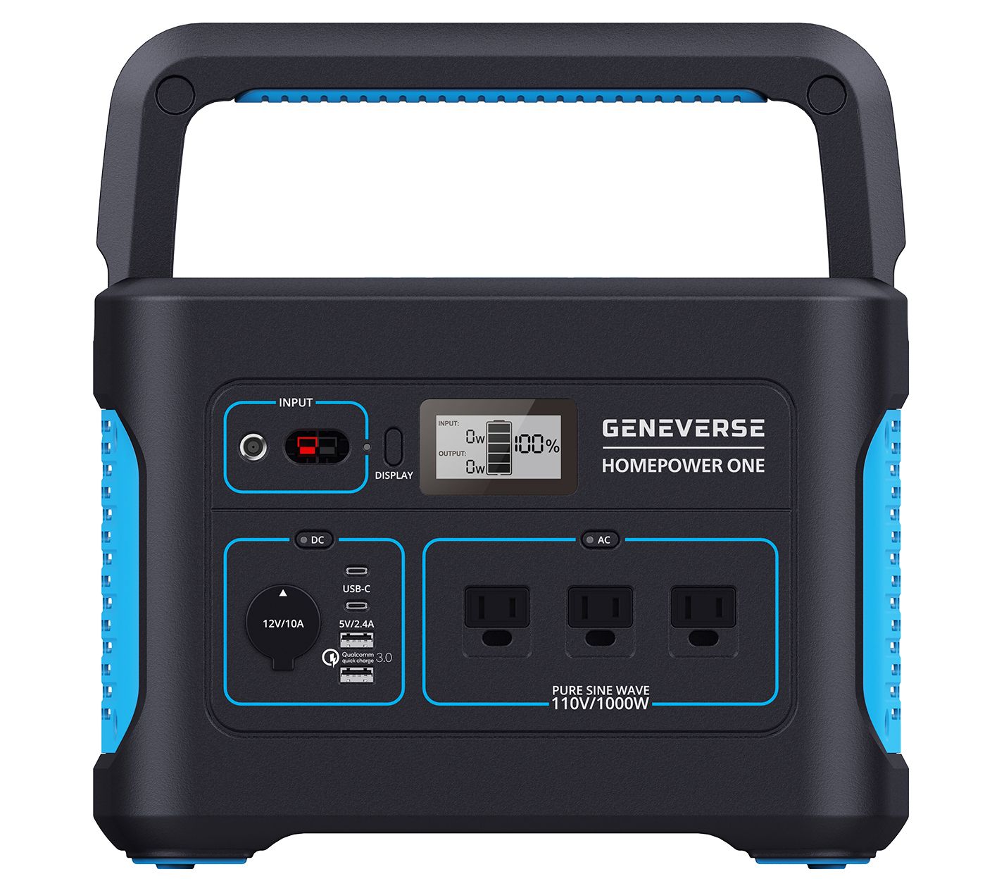 Geneverse 1000Wh Power Station w/ 8 Outlets & 100W Solar Panel