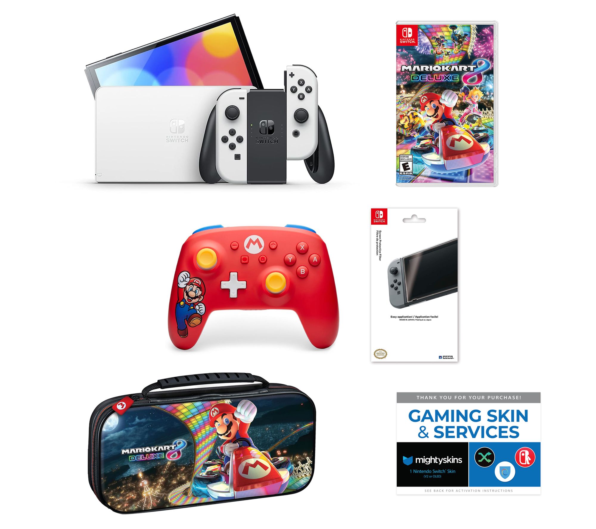 Nintendo Switch OLED 64GB with Mario Kart 8 &PowerA Kit