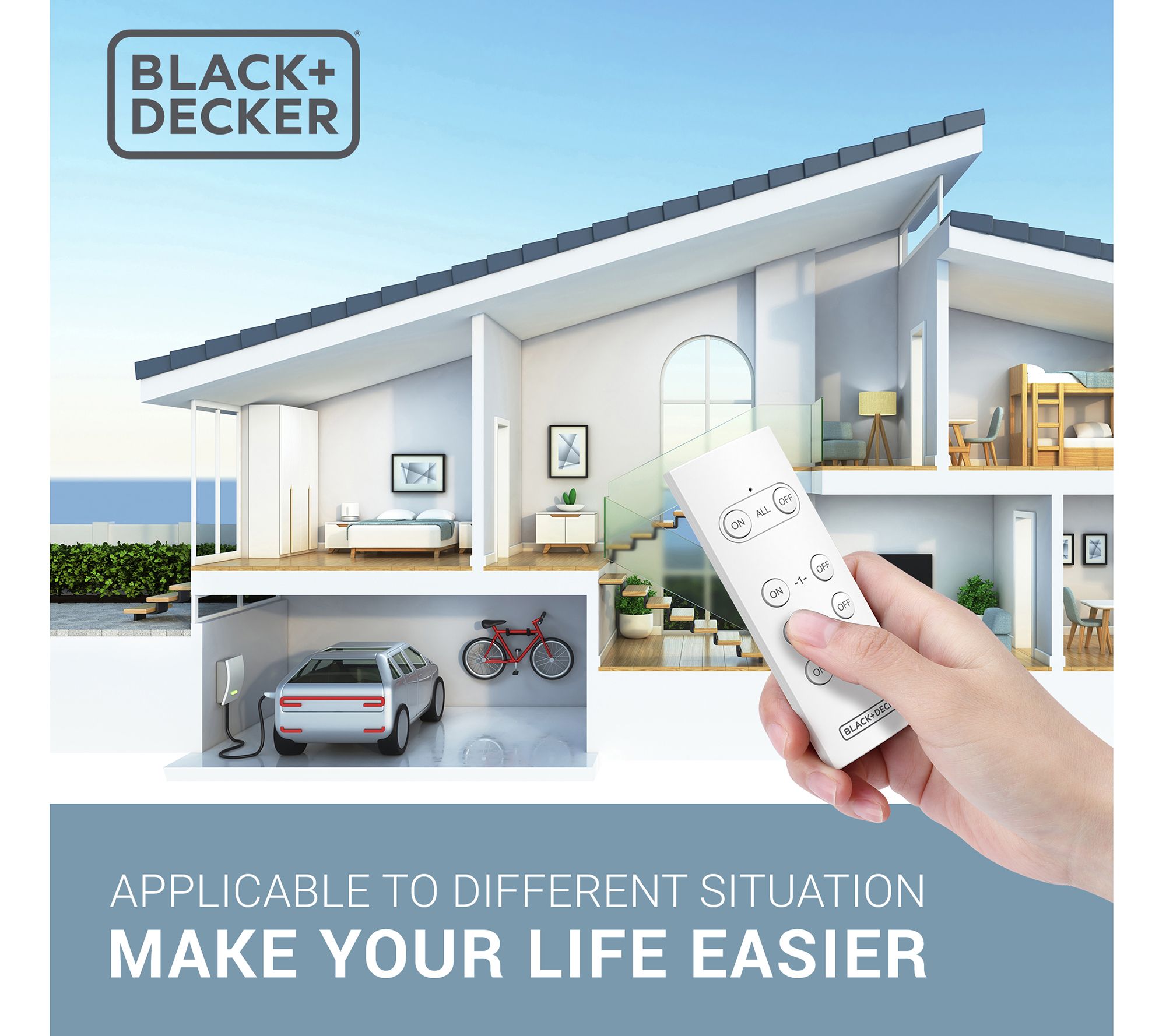 BLACK + DECKER 3 Indoor & 1 Outdoor Wireless Remote Outlets 