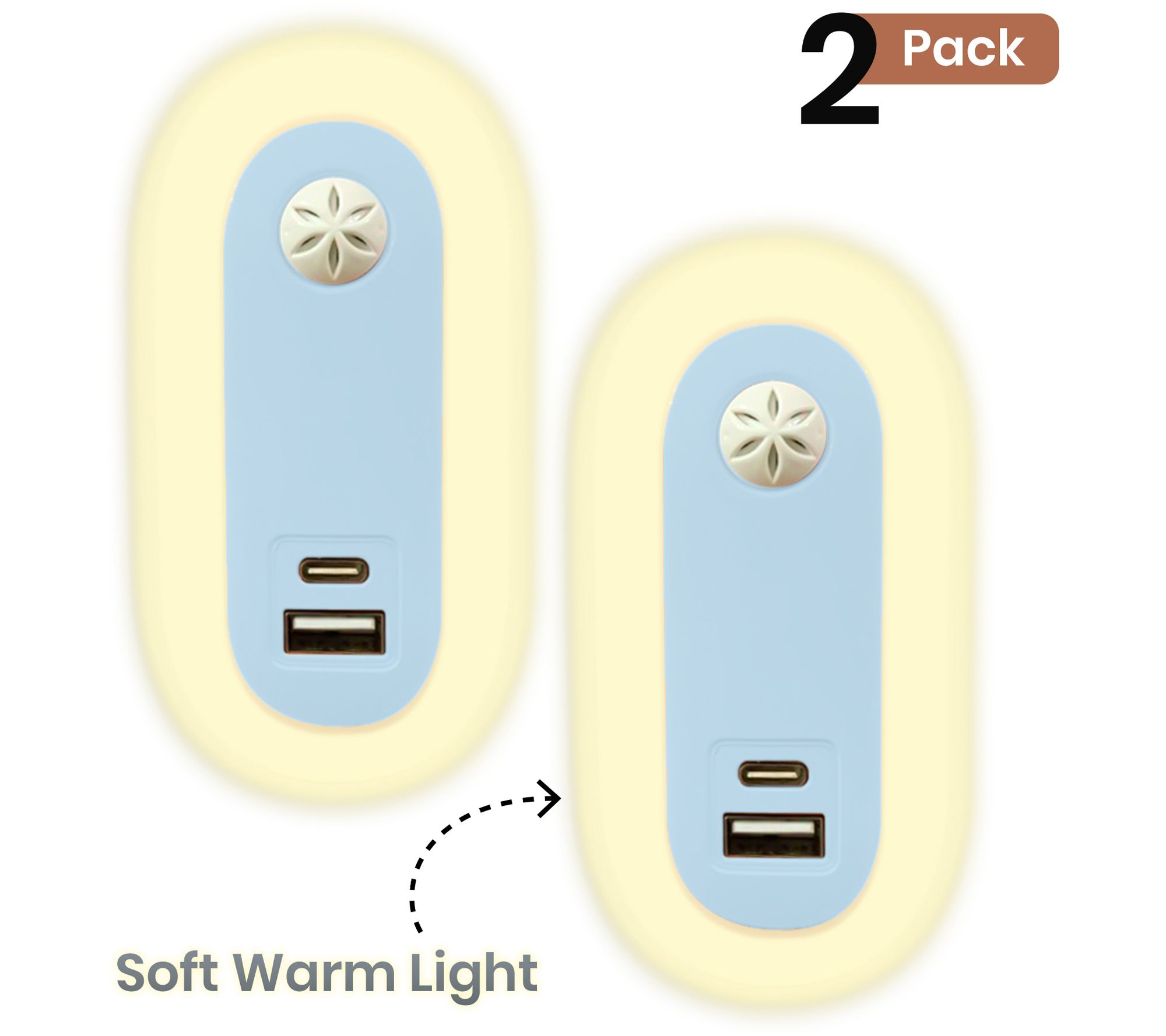 Uncaged Ergonomics Set of 2 Motion Sensor Night Light Power Hub