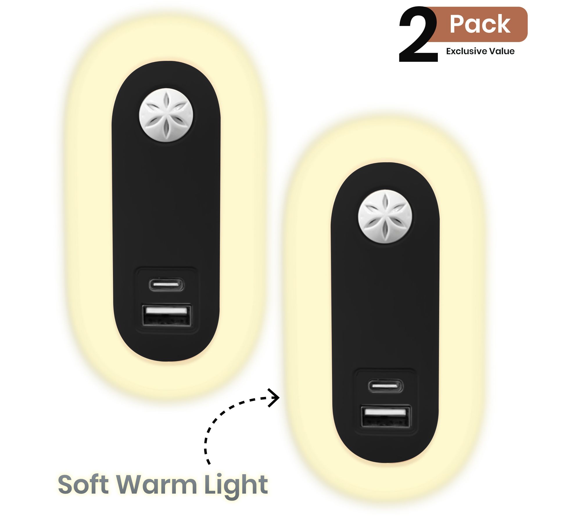 Uncaged Ergonomics Set of 2 Motion Sensor Night Light Power Hub