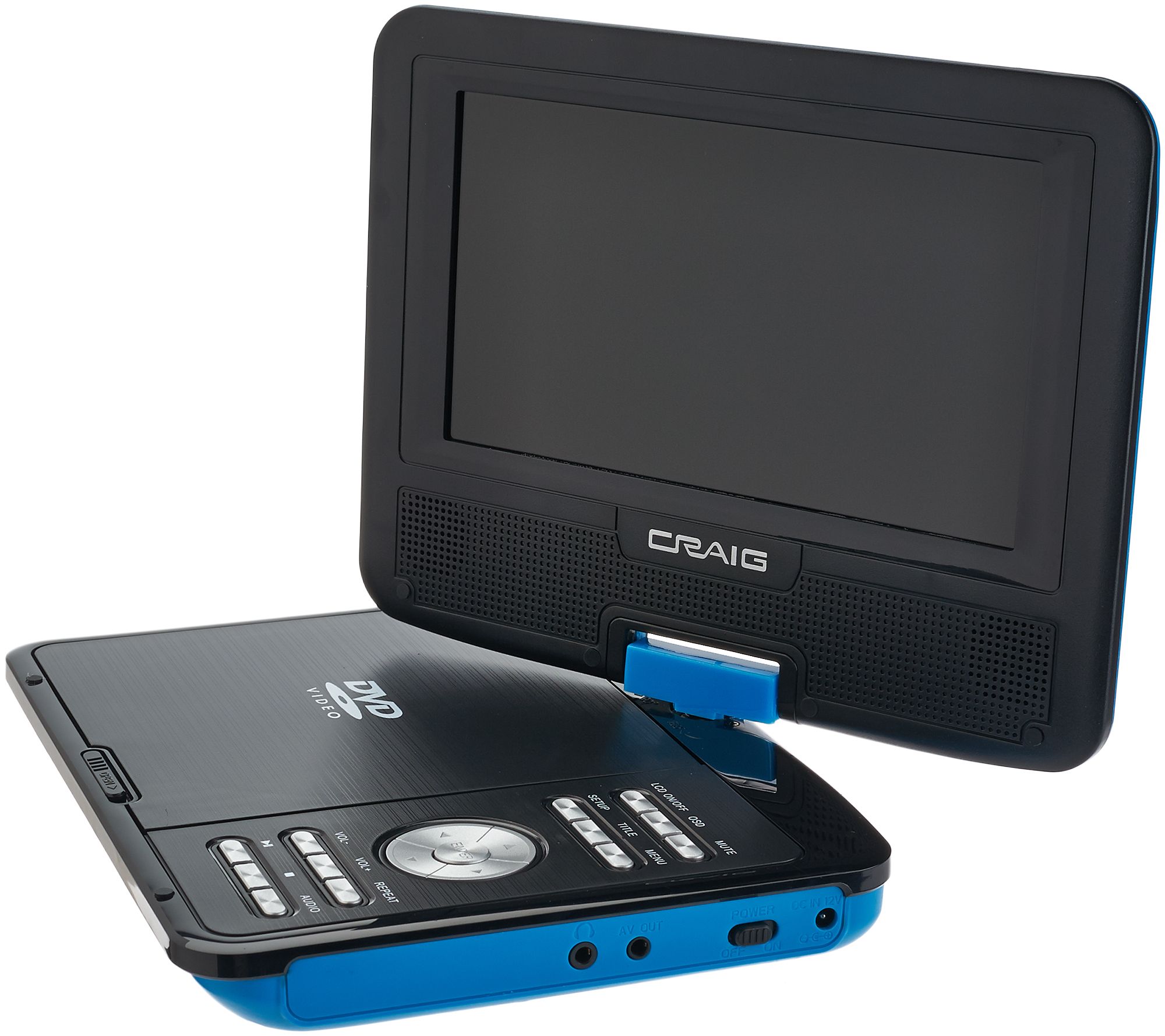 Craig 7" Swivel DVD Player with Carrying Case & Accessories
