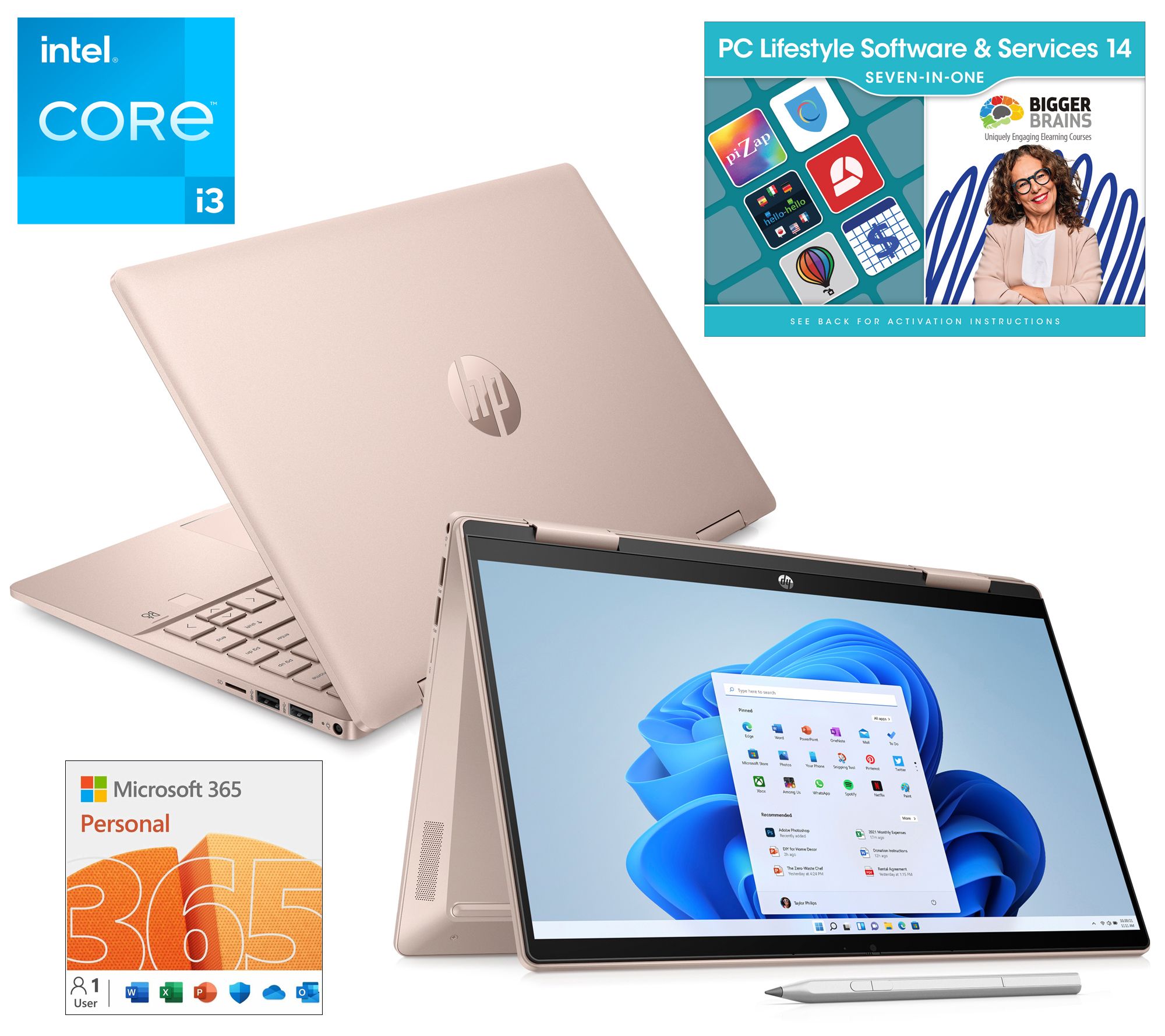 HP Pavilion 14" x360 2-in-1 Touch Laptop with HP Stylus and MS365