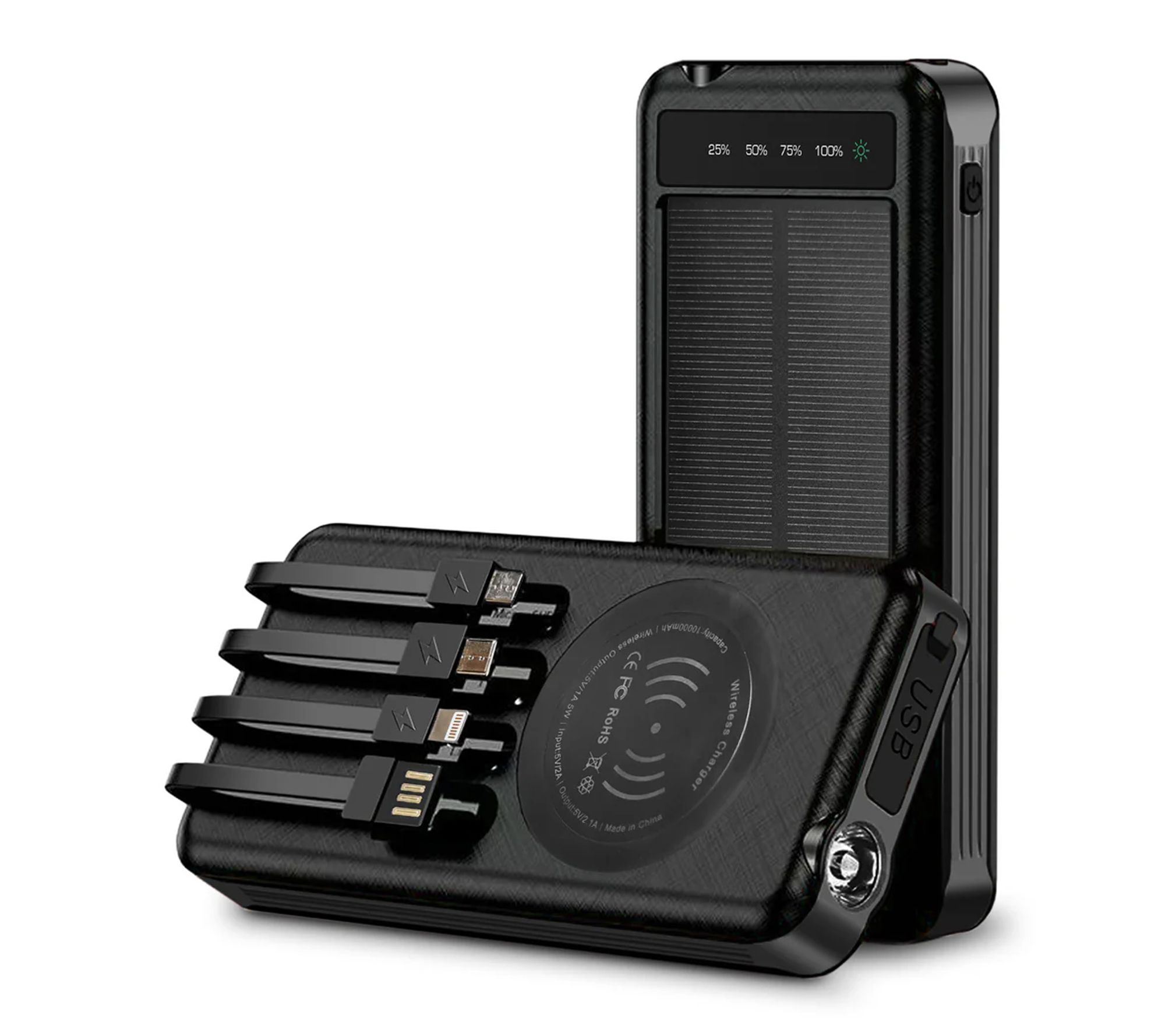 Alpha Digital 10000mAh Solar Power Bank with Wireless Charging