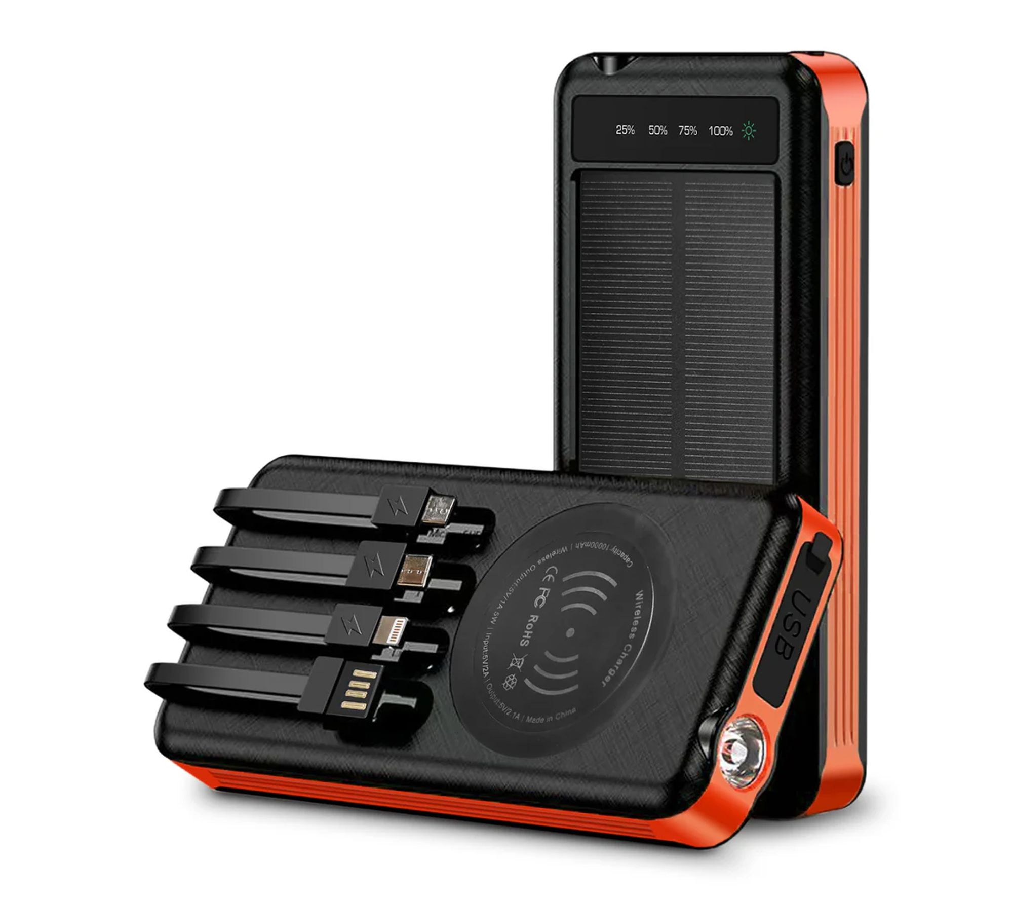 Alpha Digital 10000mAh Solar Power Bank with Wireless Charging