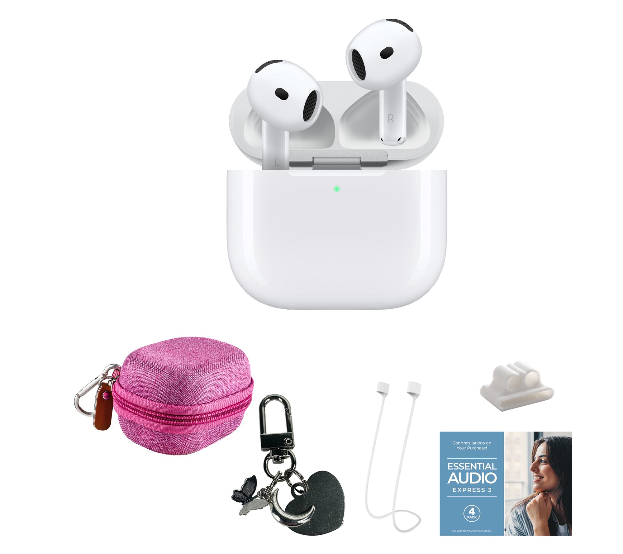 Apple AirPod 4 with Software Suite, Travel Case, Silver Keycha