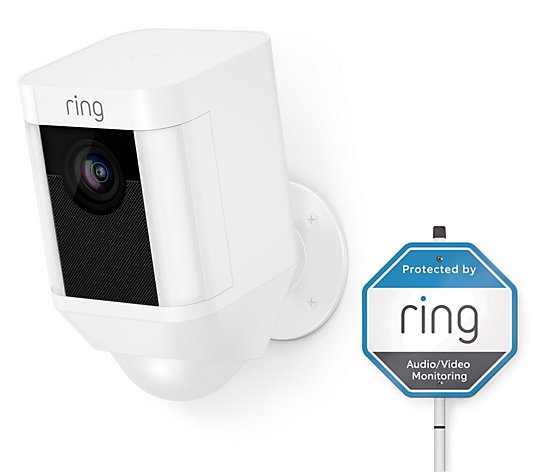 Ring Wireless Spotlight Camera with Ring Assist+ & Metal Yard Sign