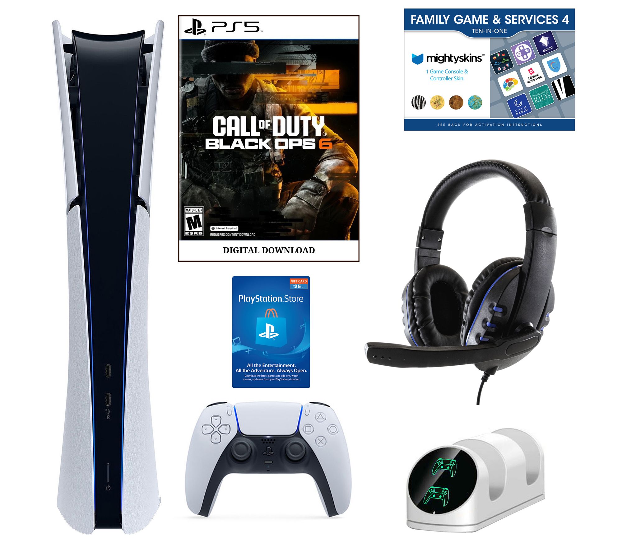 PS5 Slim Digital Console with Call of Duty 6 &$25 PSN Card