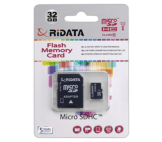 RiData 32GB MicroSD Memory Card with Adapter