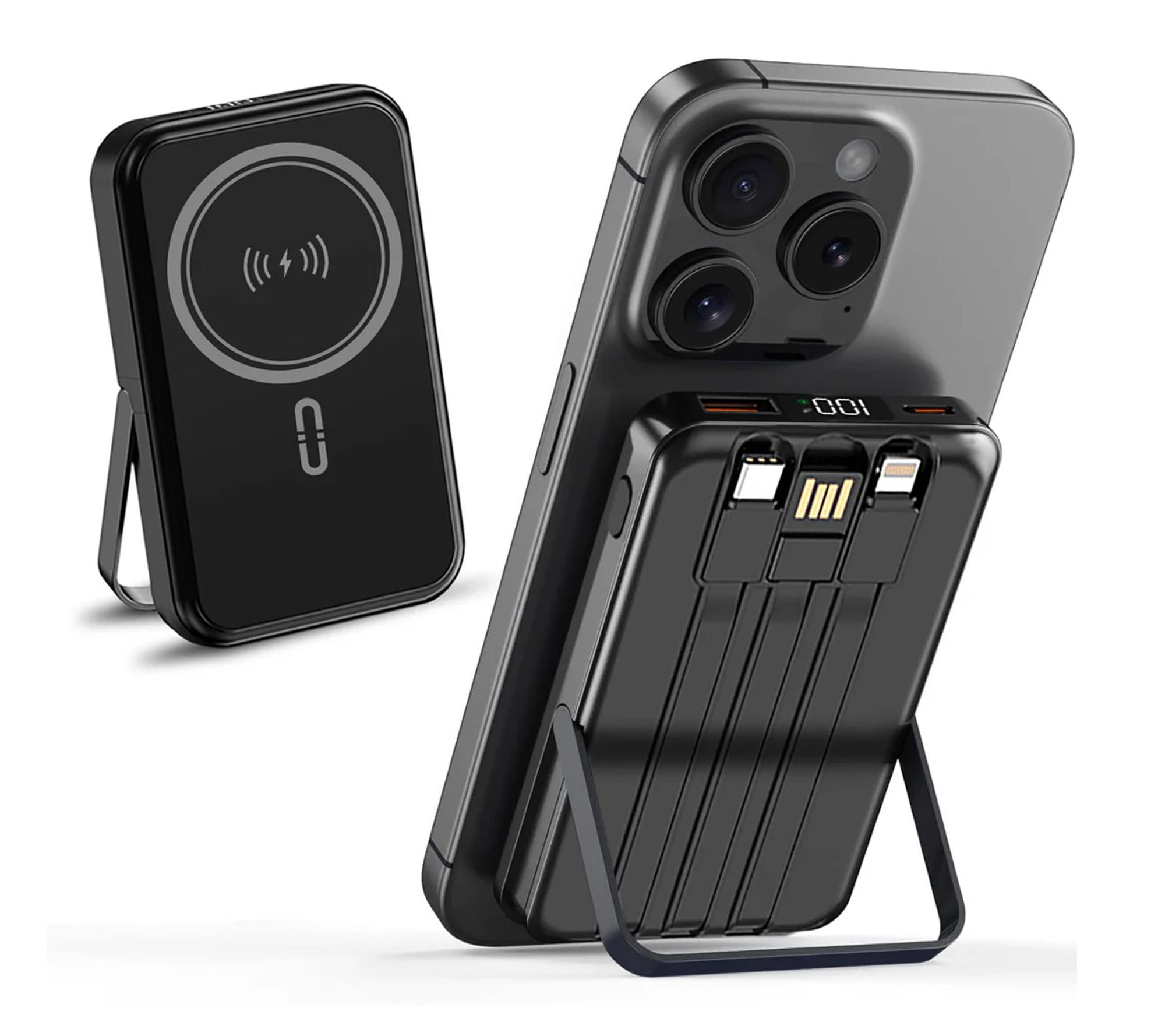 Alpha Digital 10000mAh Magnetic Powerbank withBuilt-in Cables