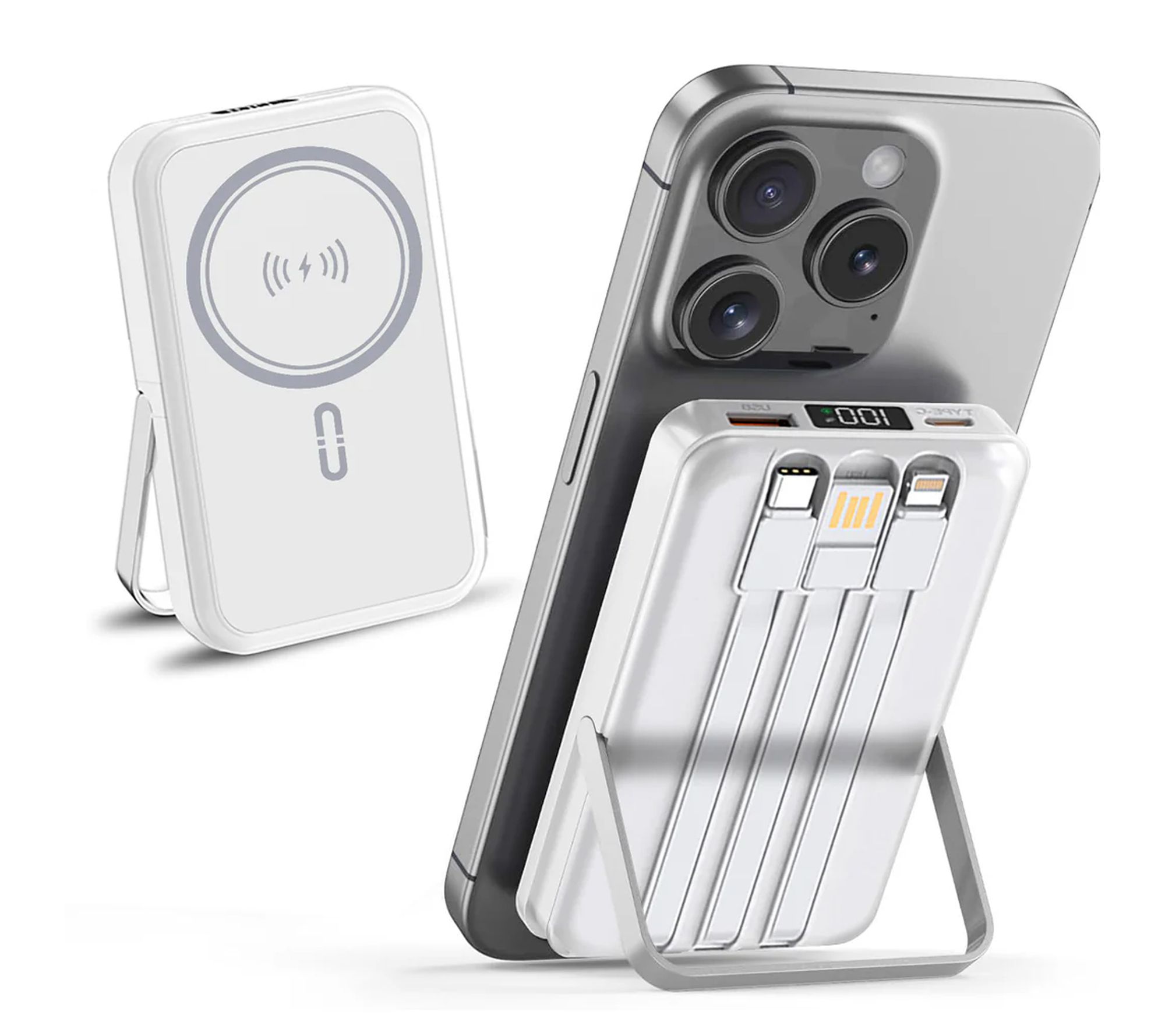 Alpha Digital 10000mAh Magnetic Powerbank withBuilt-in Cables