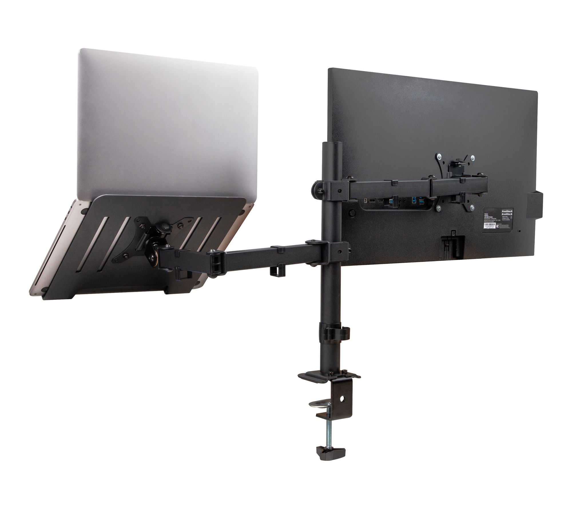 Mind Reader Dual Arm Monitor and Laptop Desk Mount, Adjustable