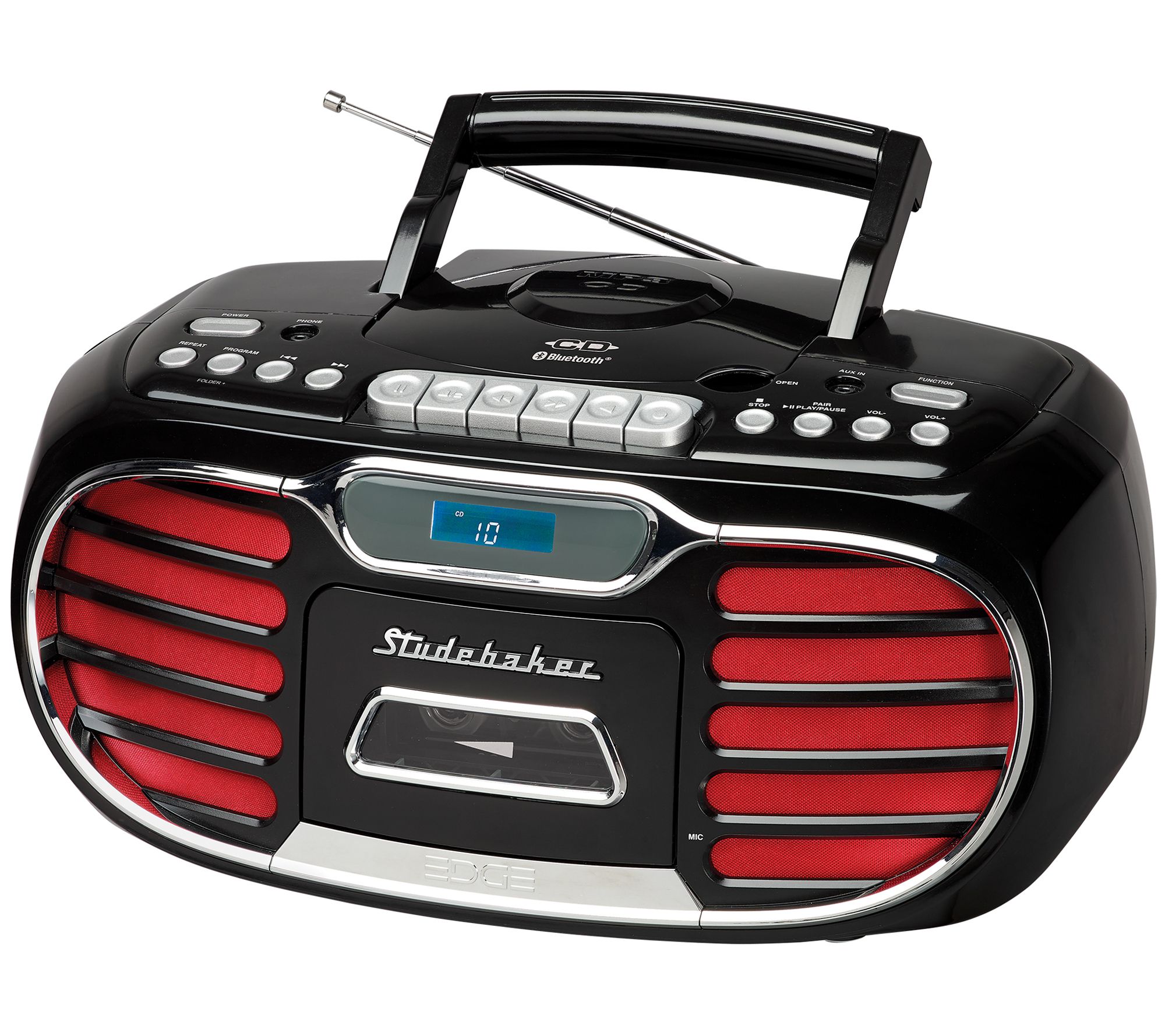 Studebaker Portable Cassette Recorder and Player with FM Radio Aux Input for External Devices 