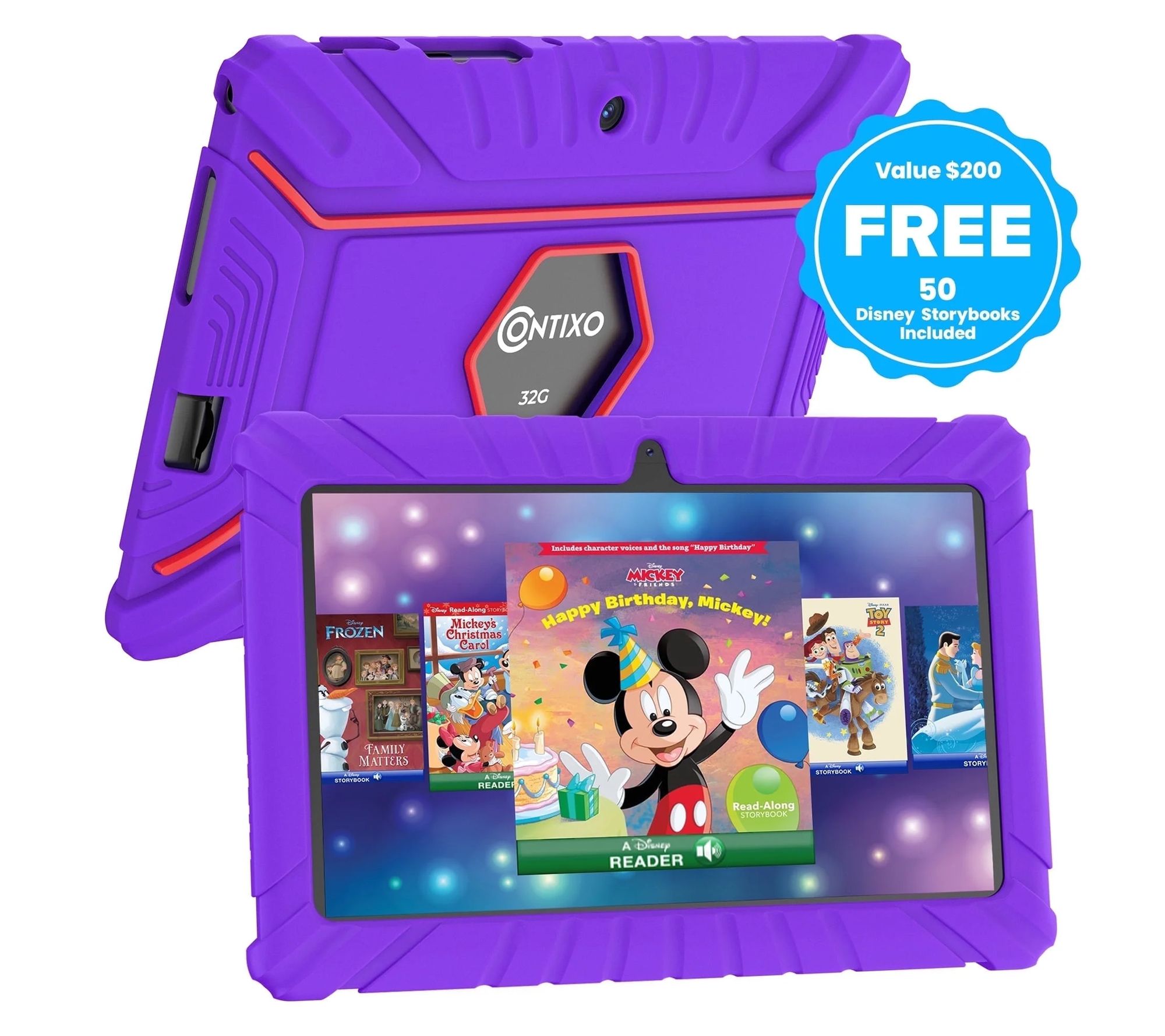 Contixo 7" V8 Kids Tablet Disney eBooks, Kid-Proof Case