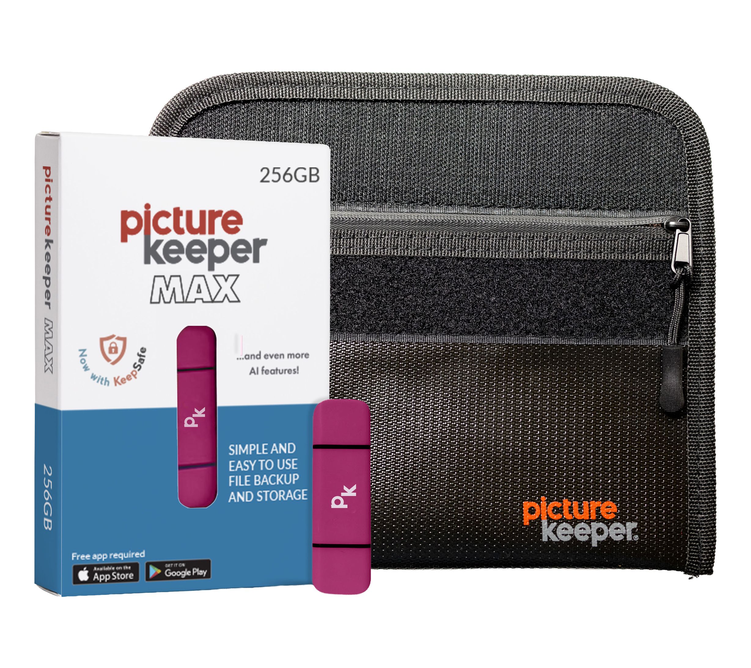  Picture Keeper MAX 256GB + 1 Free Yr KeepSafe + Fire/Water Bag