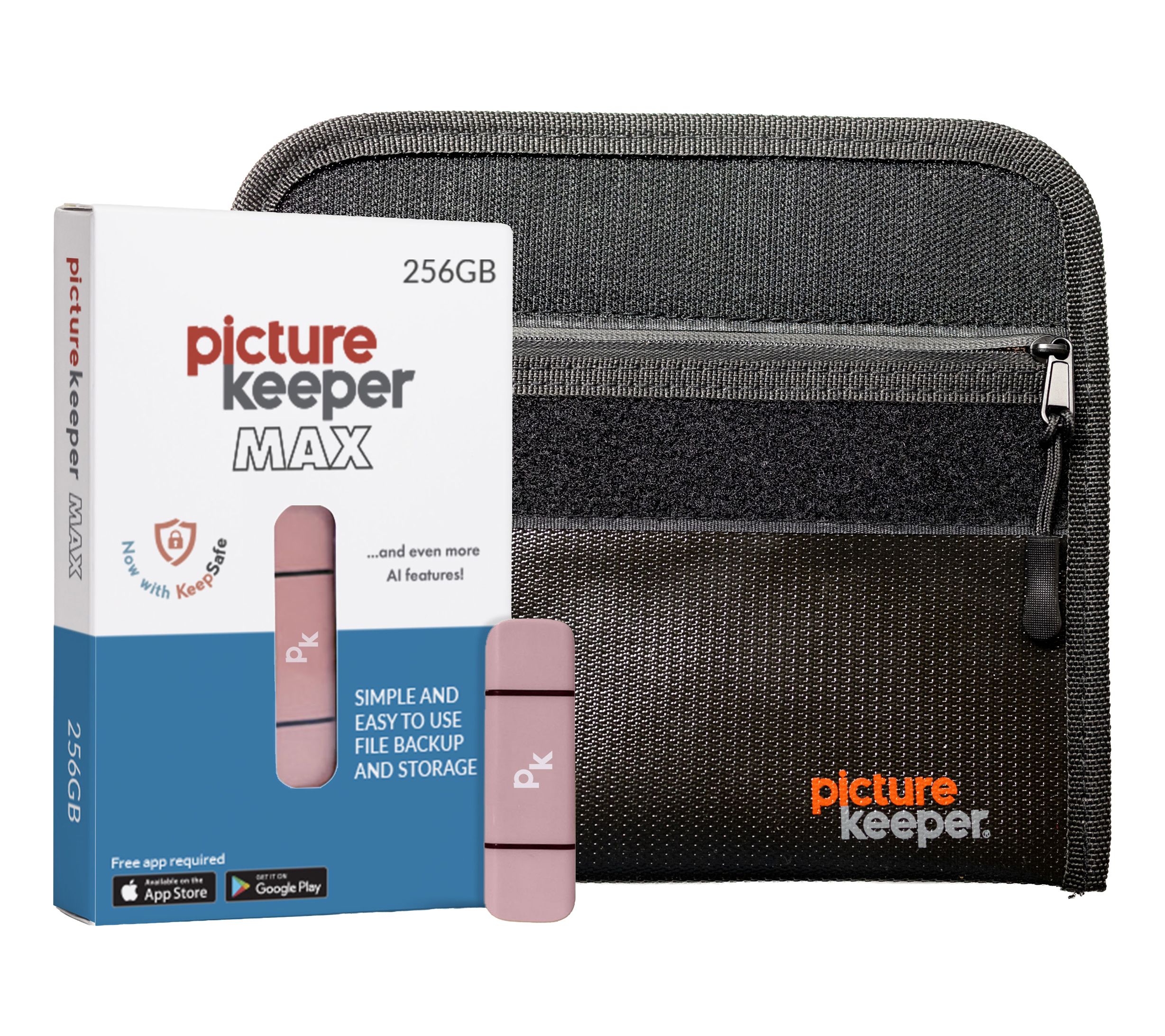 Picture Keeper MAX 256GB + 1 Free Yr KeepSafe + Fire/Water Bag