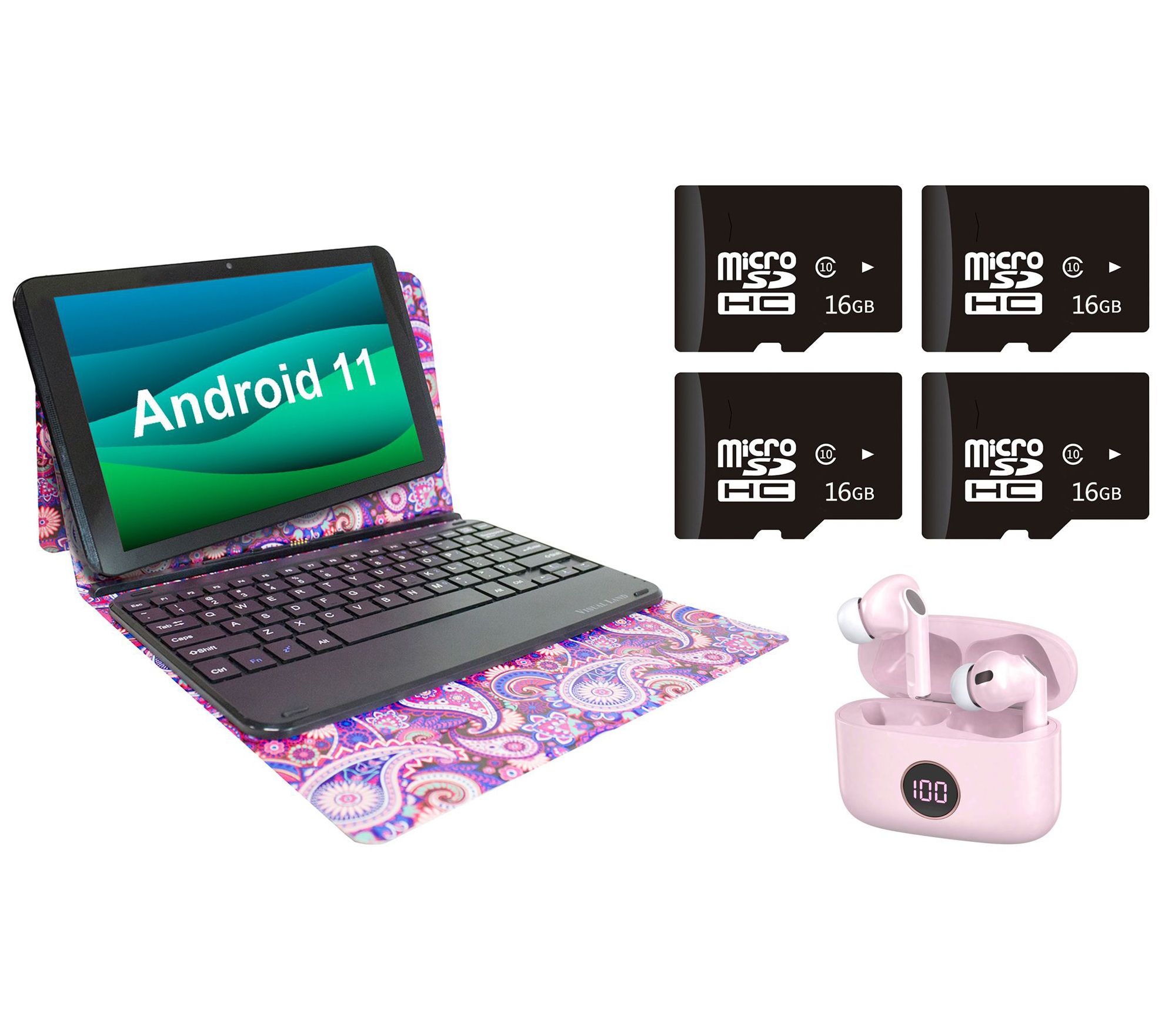 Visual Land 10" 32GB Tablet w/ Keyboard, 16GBCards & Earbuds