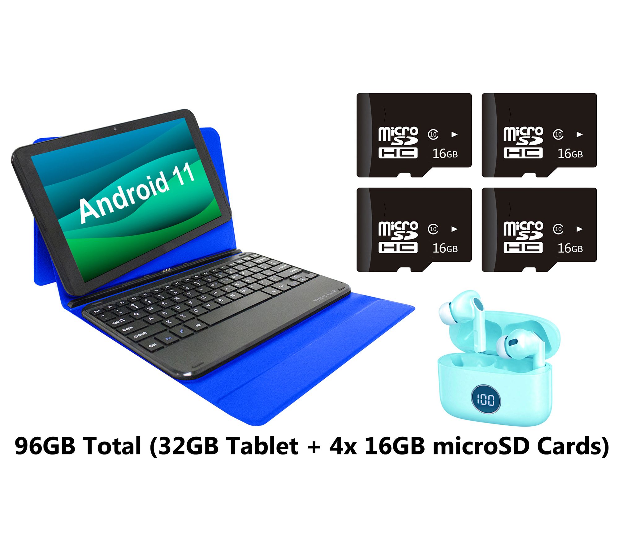 Visual Land 10" 32GB Tablet w/ Keyboard, 16GBCards & Earbuds