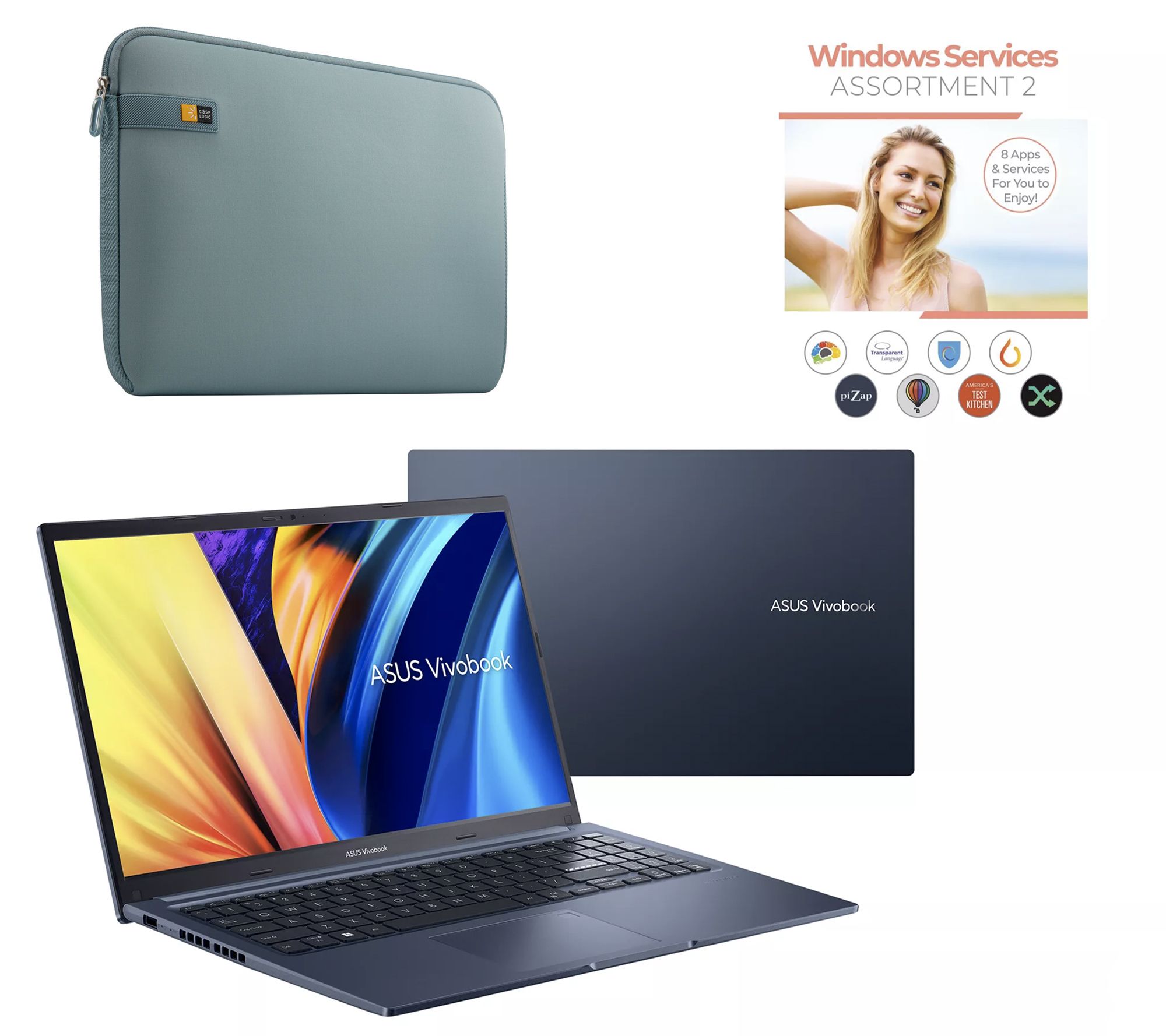 ASUS Vivobook 15.6" FHD Ryzen 5 8GB RAM 256GB SSD with Case & 1YR ADP