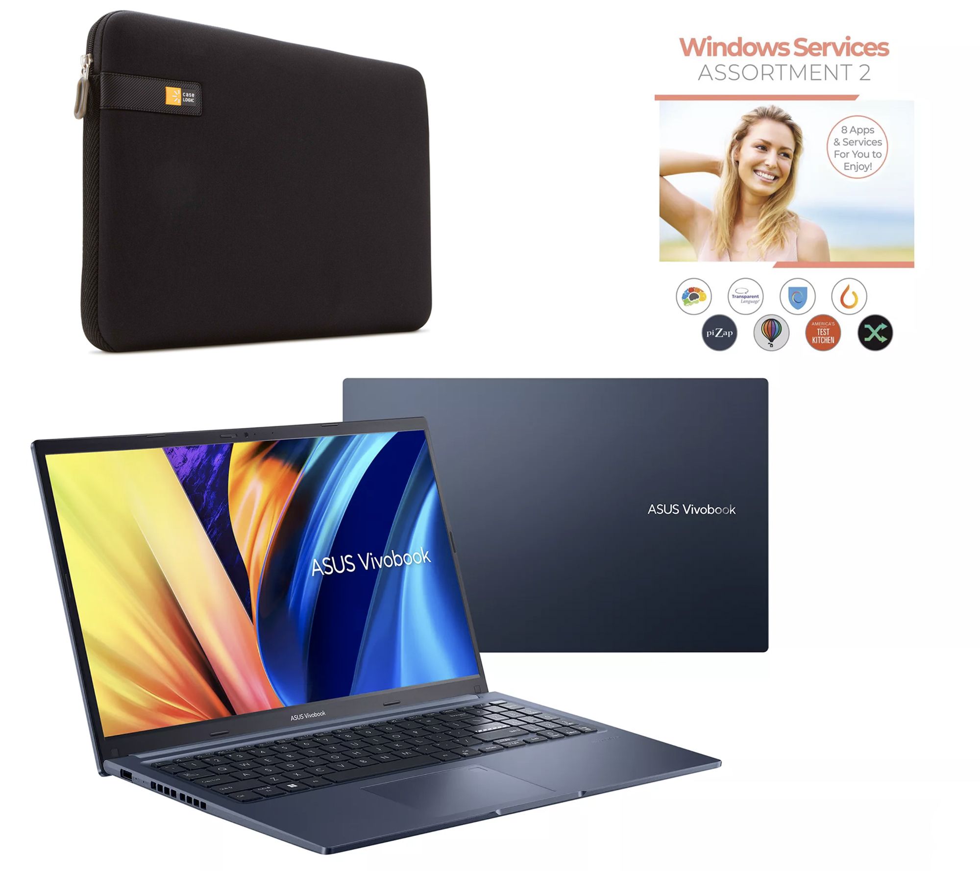 ASUS Vivobook 15.6" FHD Ryzen 5 8GB RAM 256GB SSD with Case & 1YR ADP