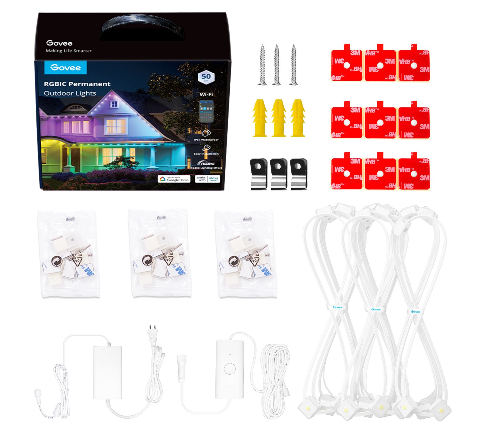 Govee Wi-Fi RGBIC Outdoor All Purpose Lights c/o 50 or 100ft - QVC.com